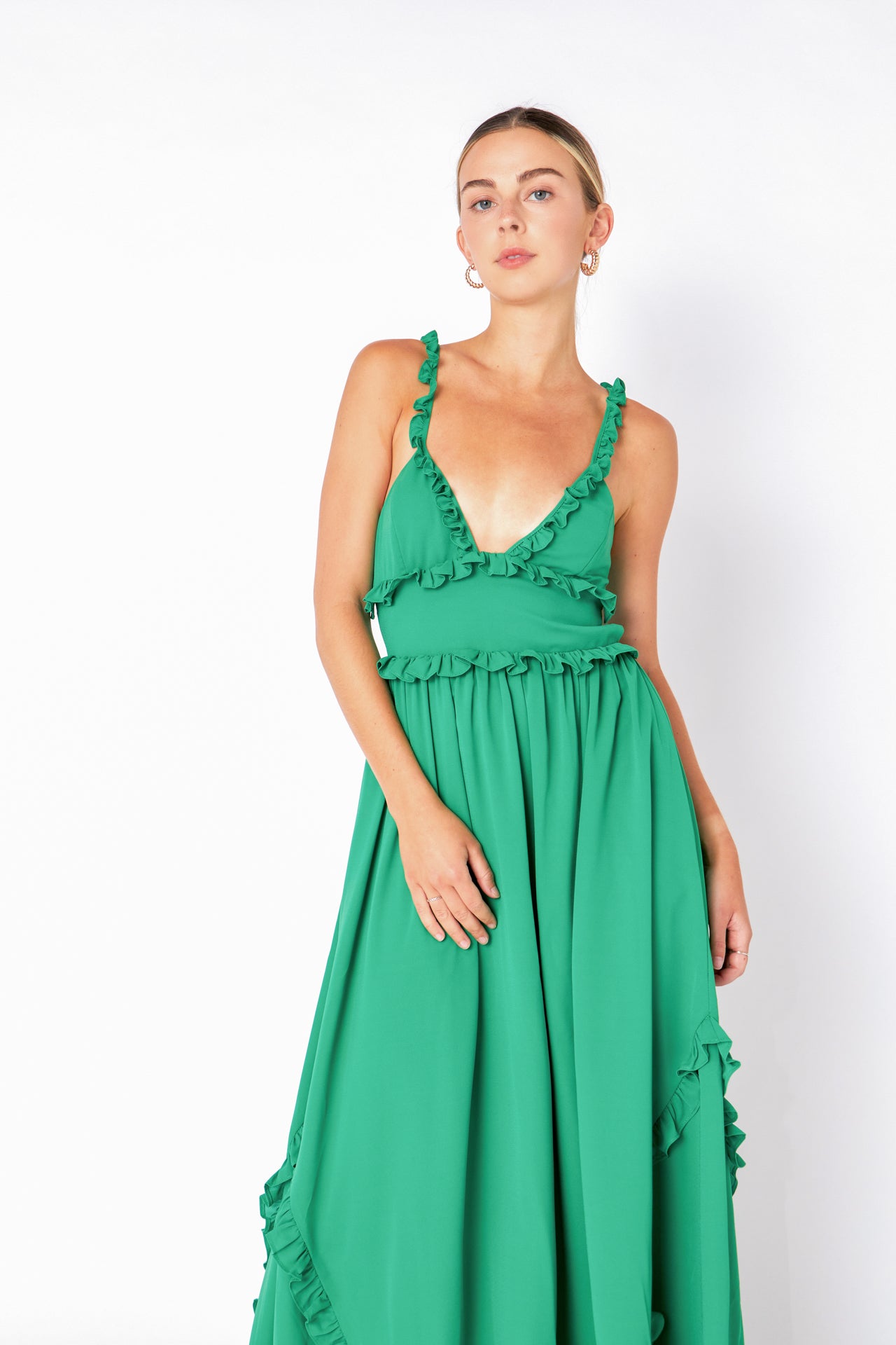 ENDLESS ROSE - Plunged Open Back Maxi Dress - DRESSES available at Objectrare