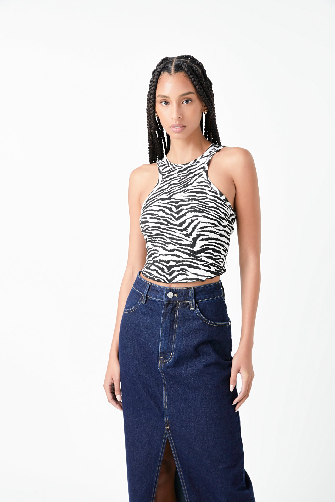 GREY LAB - Raw Cut Out Printed Tank - TOPS available at Objectrare