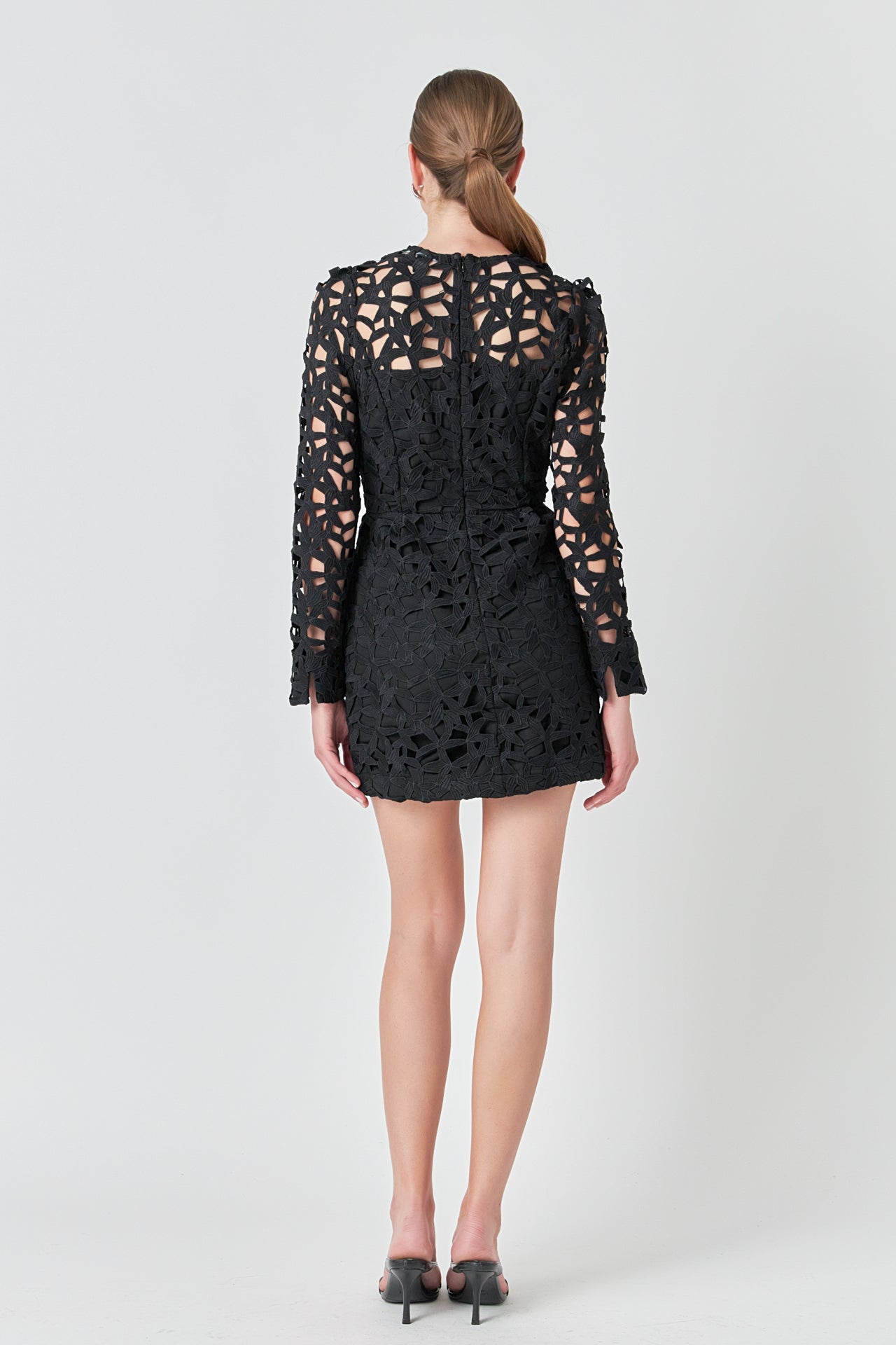 ENDLESS ROSE - Eyelet Structured Mini Dress - DRESSES available at Objectrare