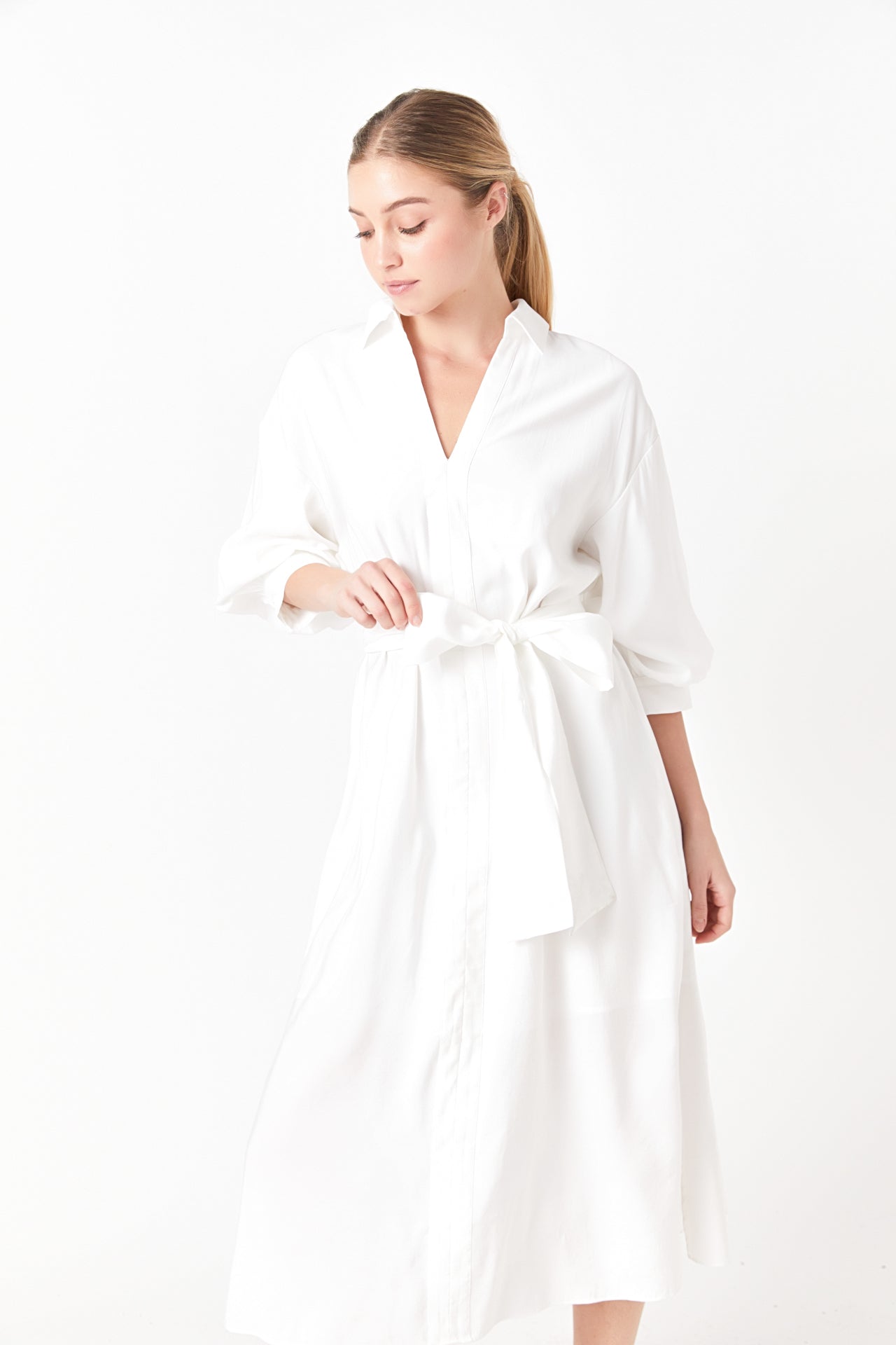 ENGLISH FACTORY - Blouson Sleeve Shirt Midi Dress - DRESSES available at Objectrare