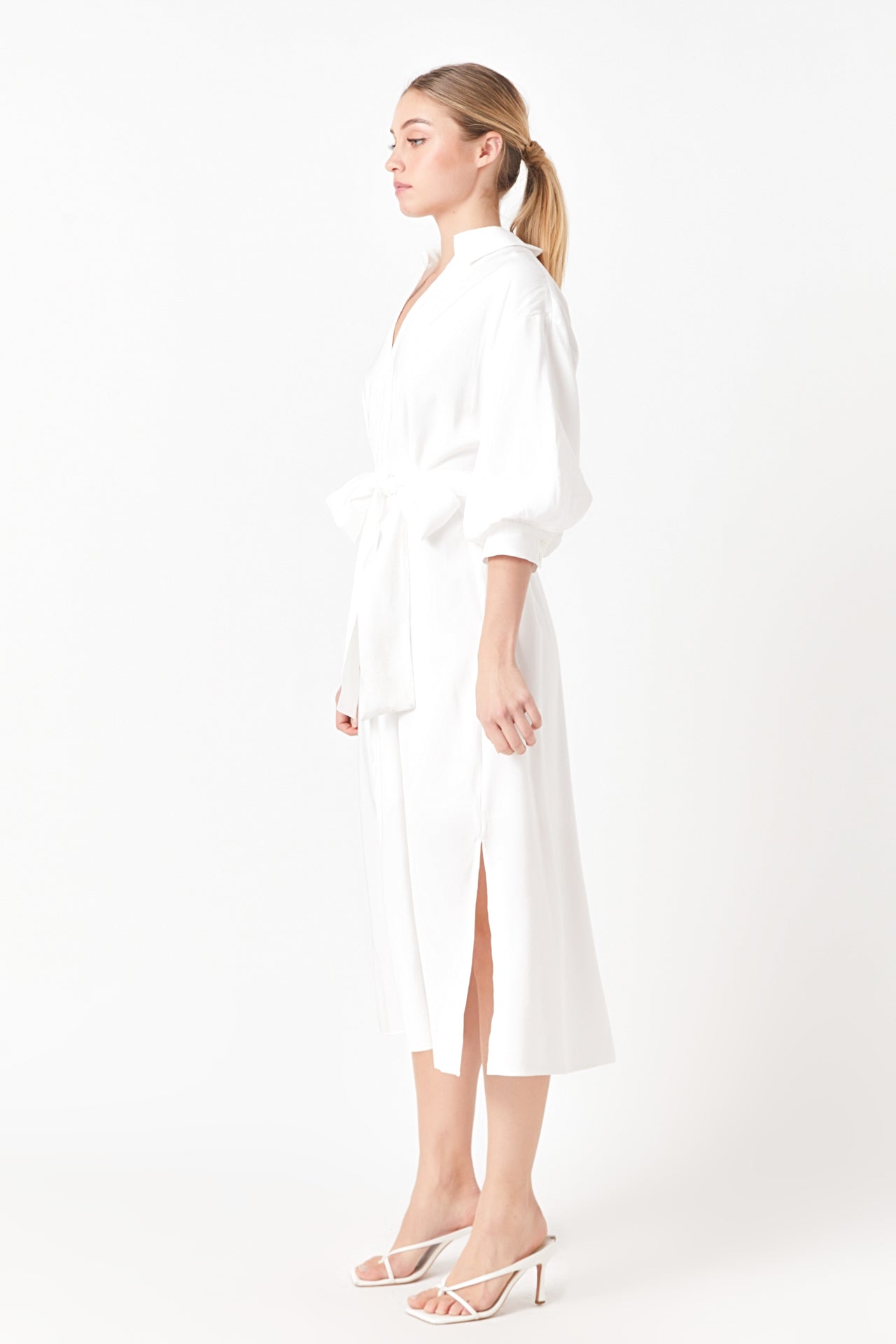 ENGLISH FACTORY - Blouson Sleeve Shirt Midi Dress - DRESSES available at Objectrare