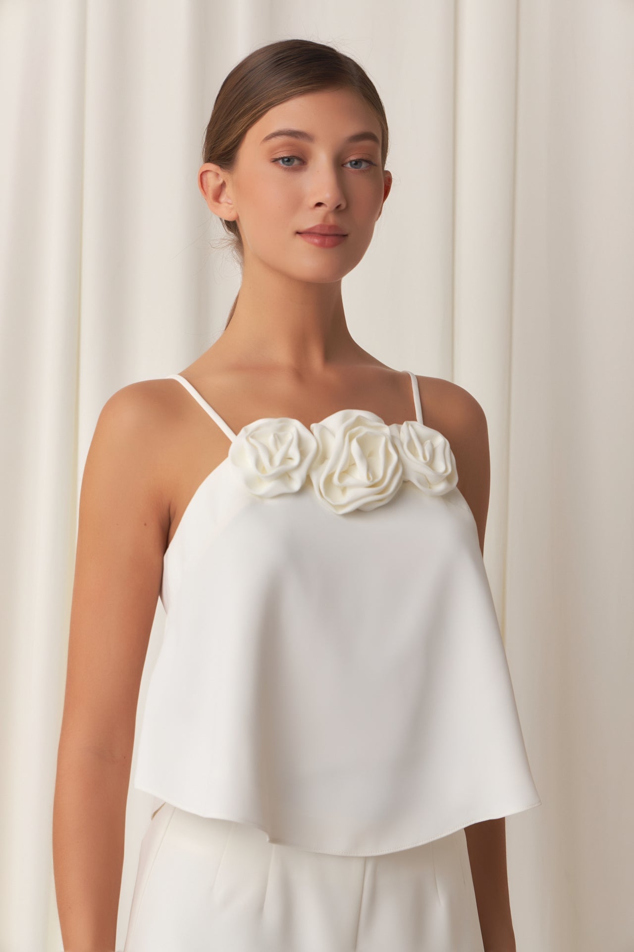 ENDLESS ROSE - Corsage Bow Flowy Top - TOPS available at Objectrare