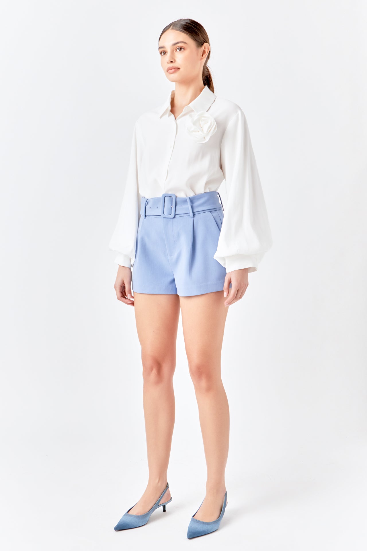 ENDLESS ROSE - Corsage Blouson Collared Top - TOPS available at Objectrare