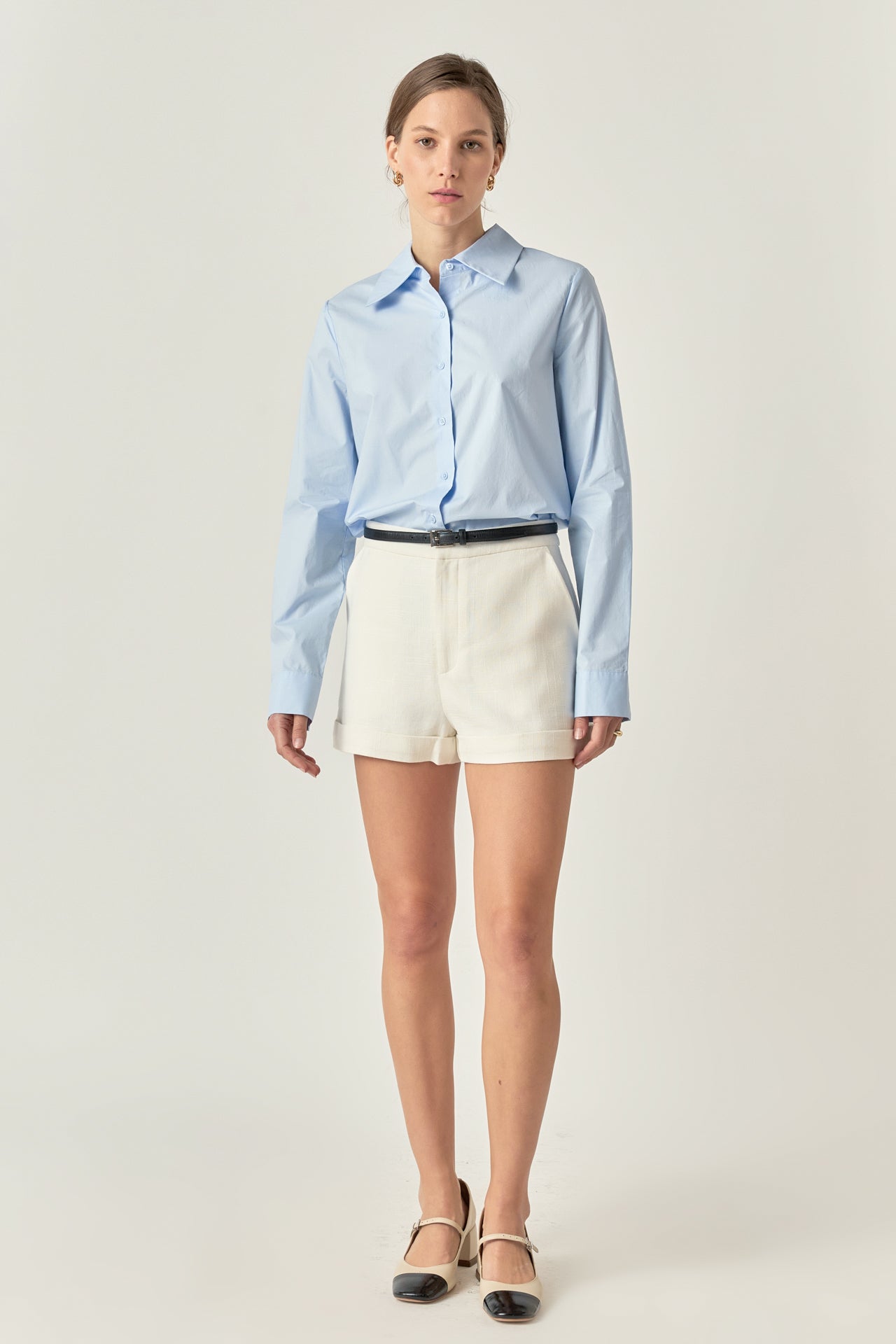 ENGLISH FACTORY - Accent Collar Poplin Dress Shirt - BLOUSES available at Objectrare
