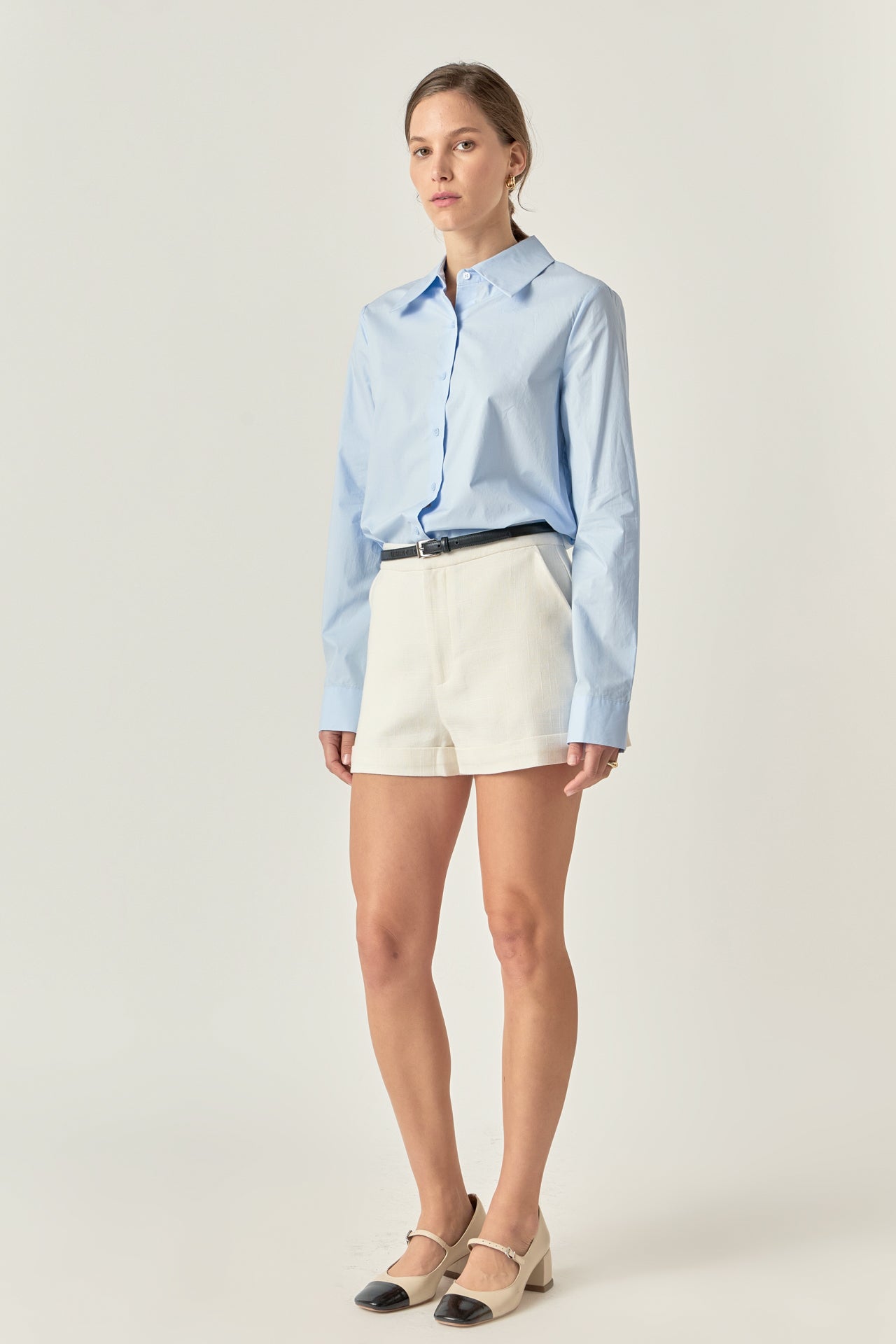 ENGLISH FACTORY - Accent Collar Poplin Dress Shirt - BLOUSES available at Objectrare