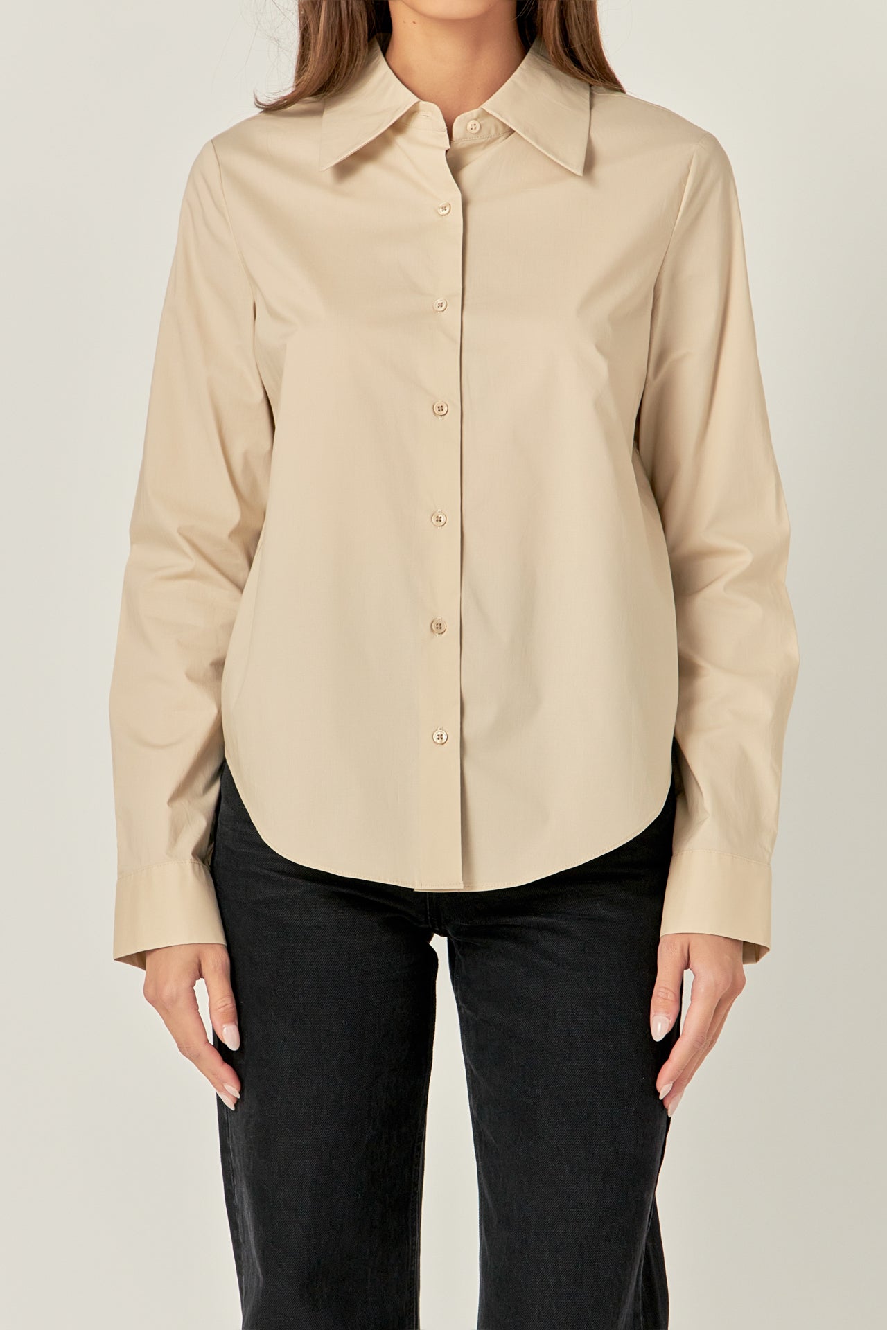 ENGLISH FACTORY - Accent Collar Poplin Dress Shirt - BLOUSES available at Objectrare
