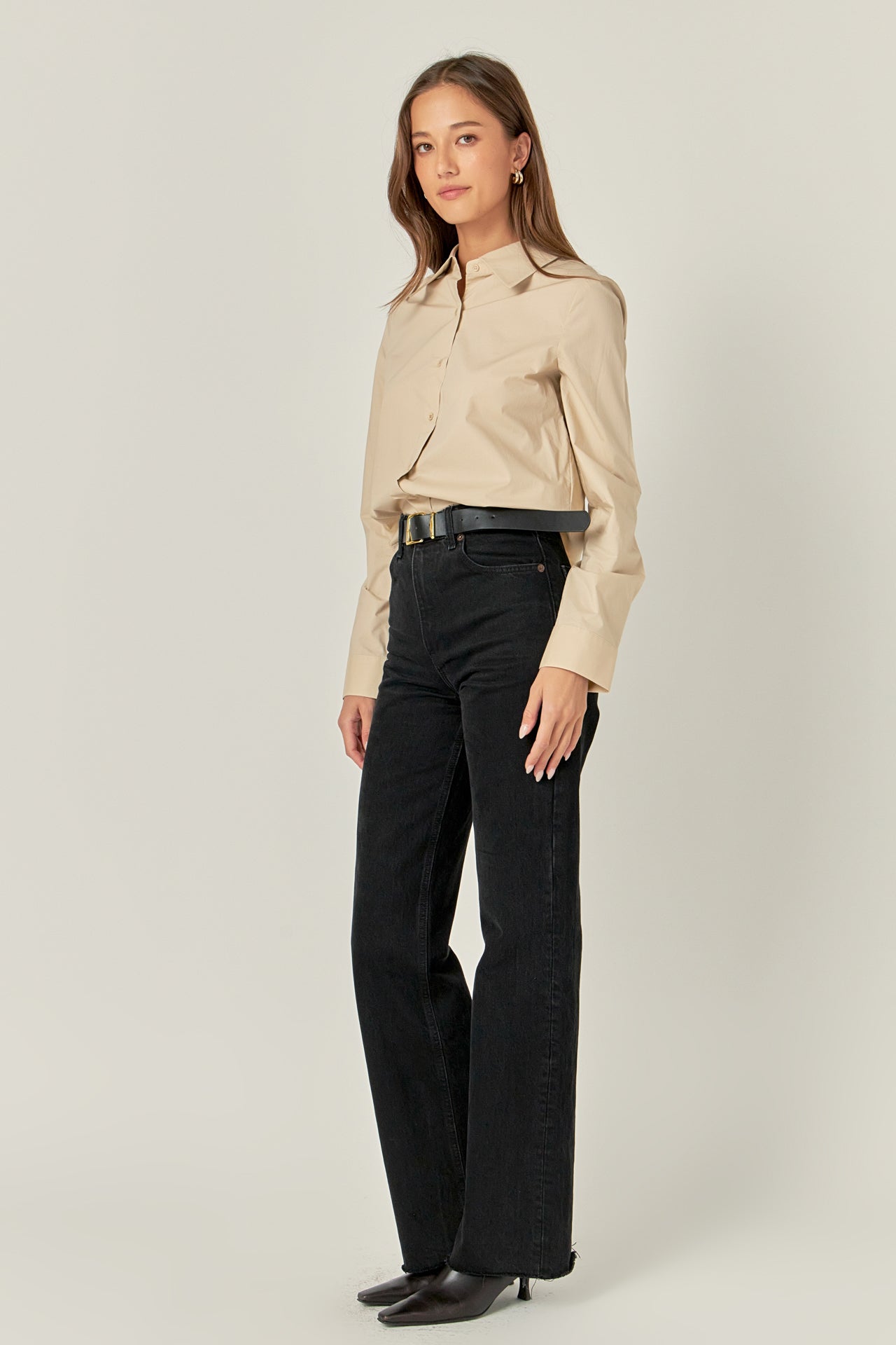 ENGLISH FACTORY - Accent Collar Poplin Dress Shirt - BLOUSES available at Objectrare