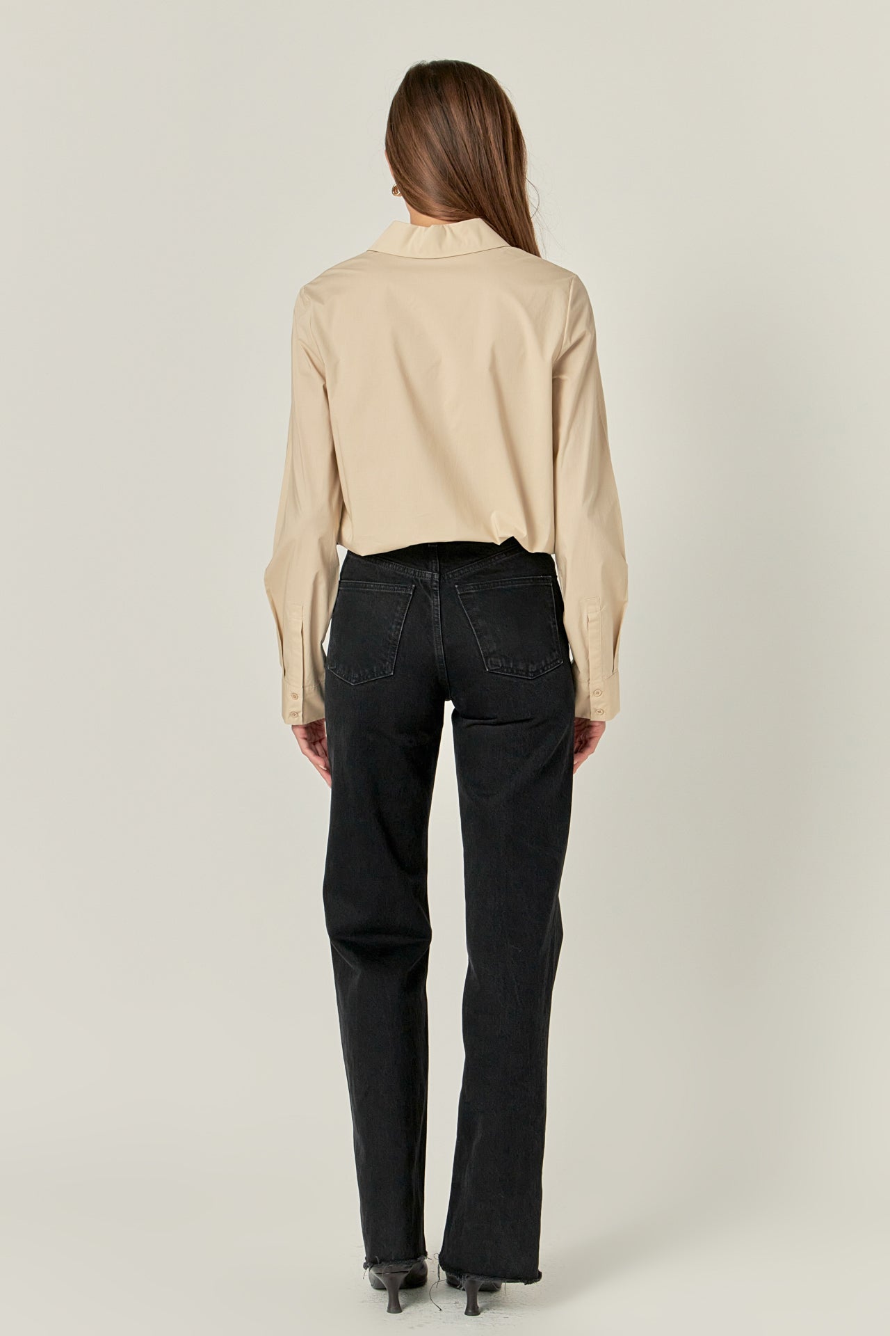 ENGLISH FACTORY - Accent Collar Poplin Dress Shirt - BLOUSES available at Objectrare