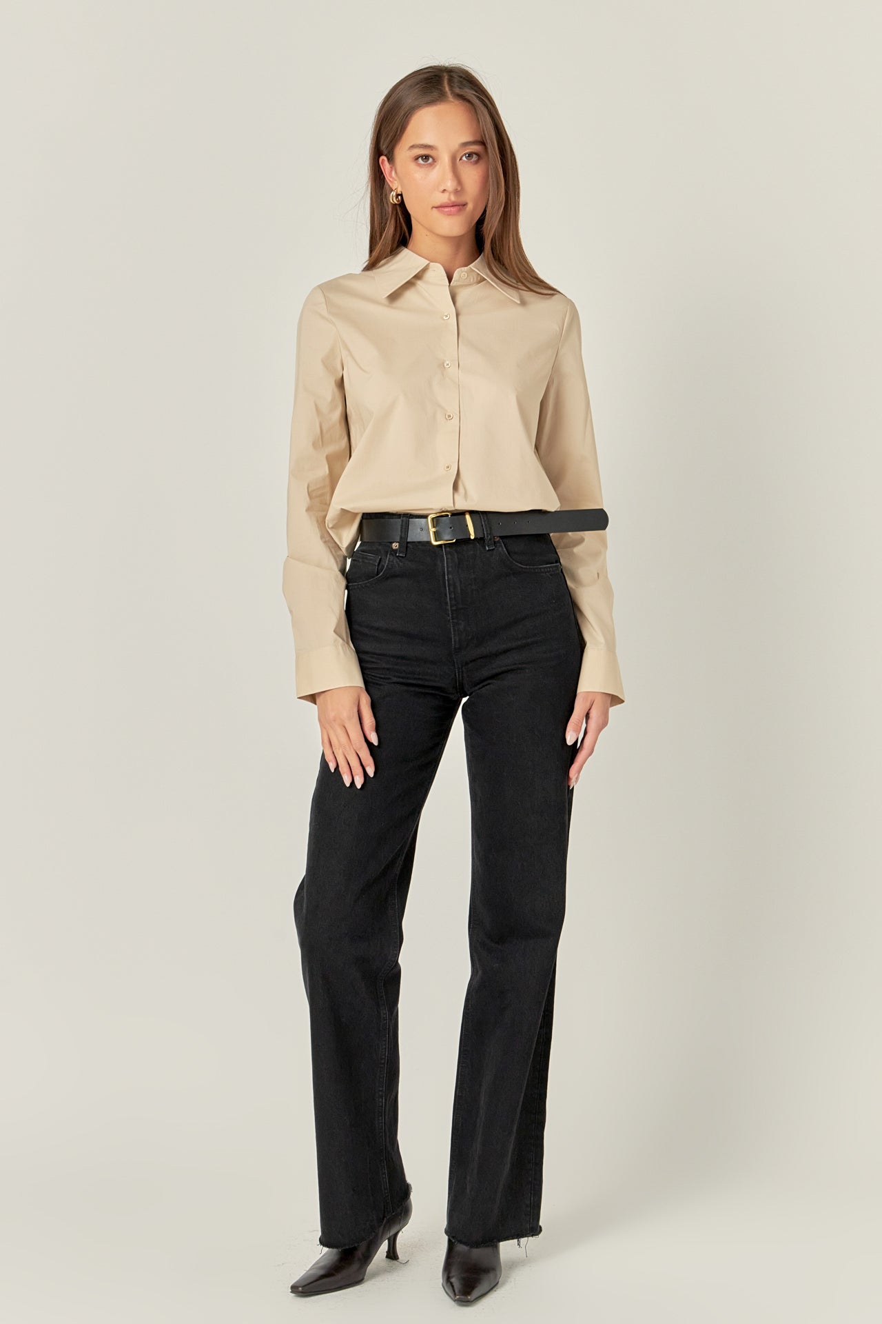 ENGLISH FACTORY - Accent Collar Poplin Dress Shirt - BLOUSES available at Objectrare