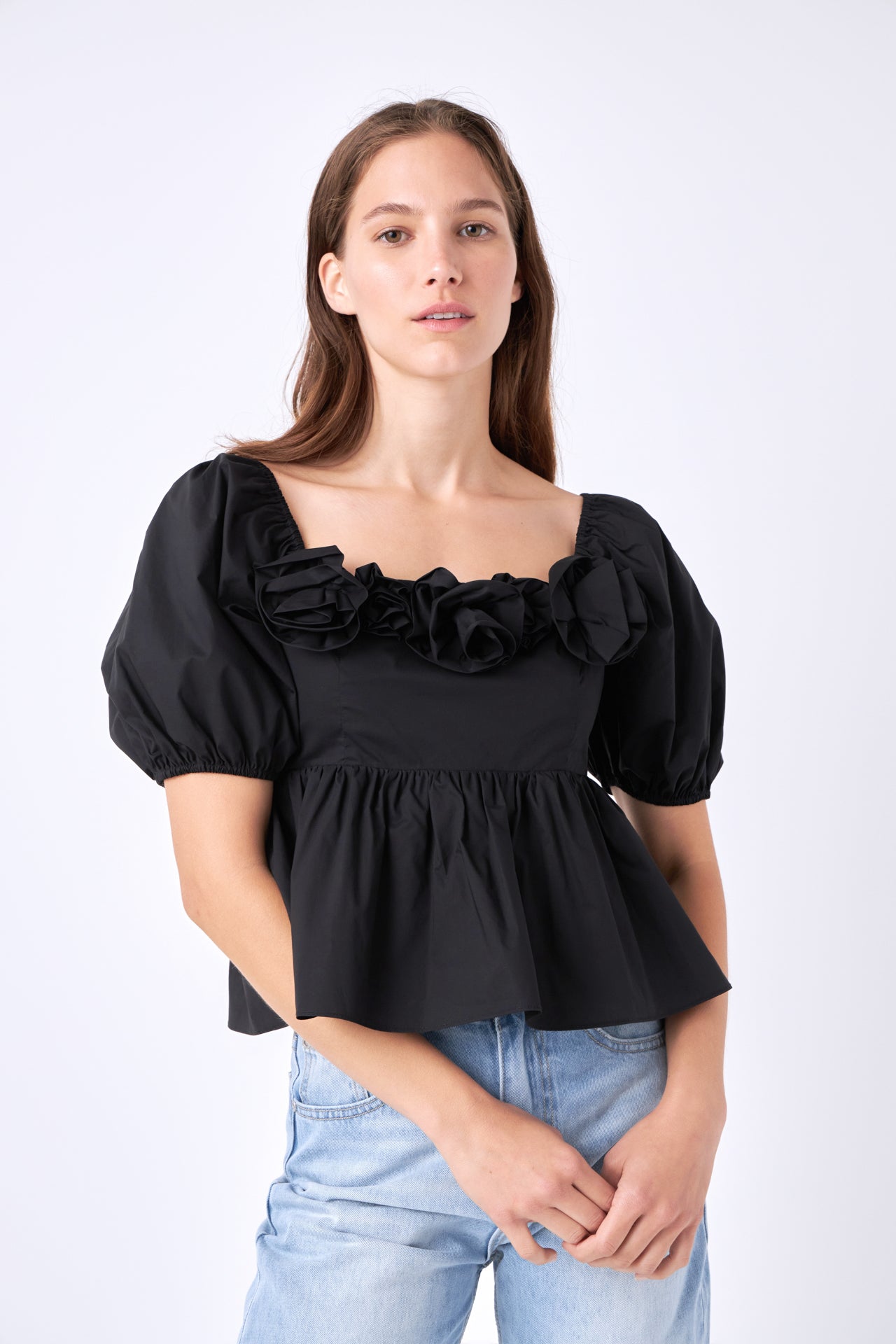 ENGLISH FACTORY - Poplin Corsage Top - TOPS available at Objectrare