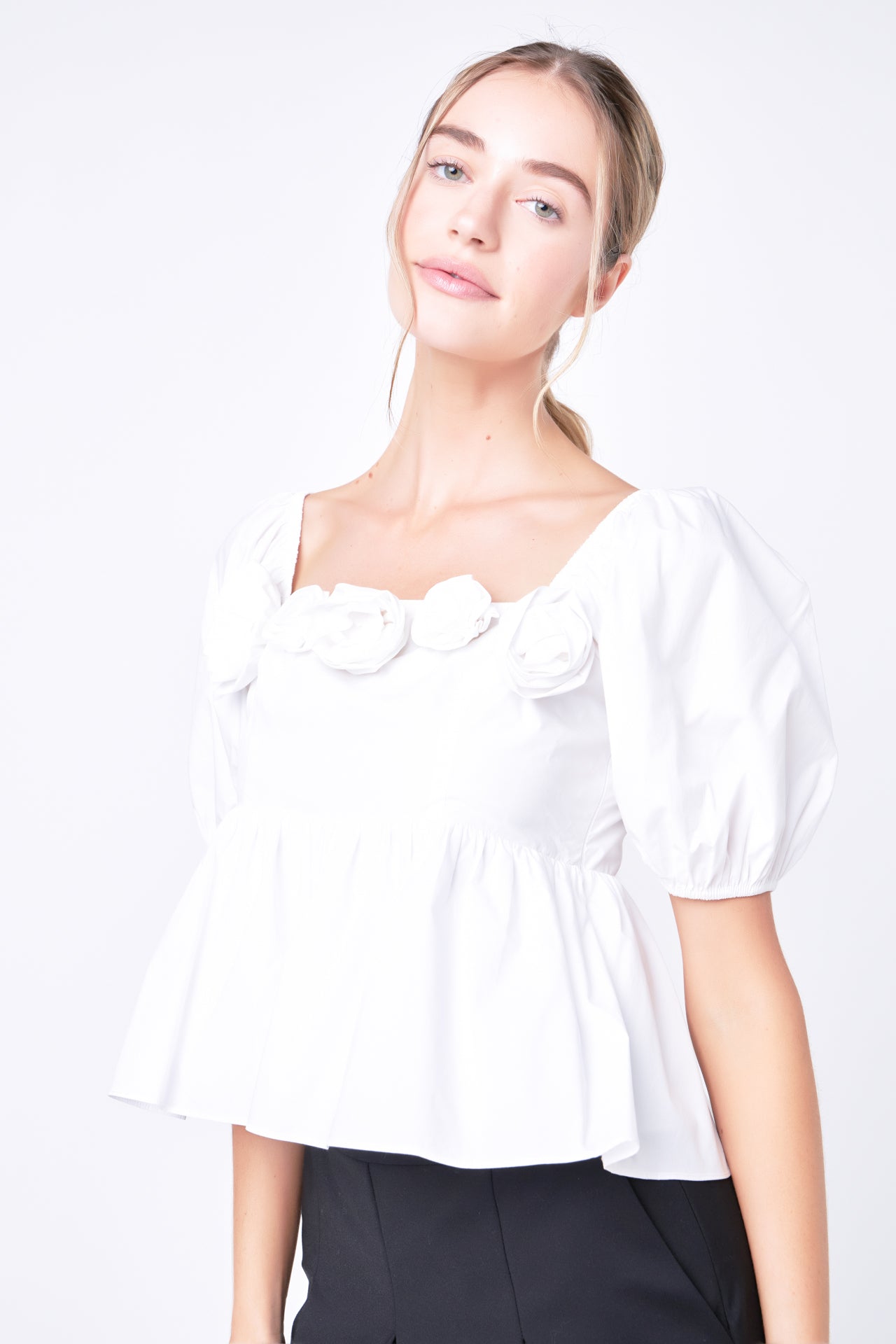 ENGLISH FACTORY - Poplin Corsage Top - TOPS available at Objectrare