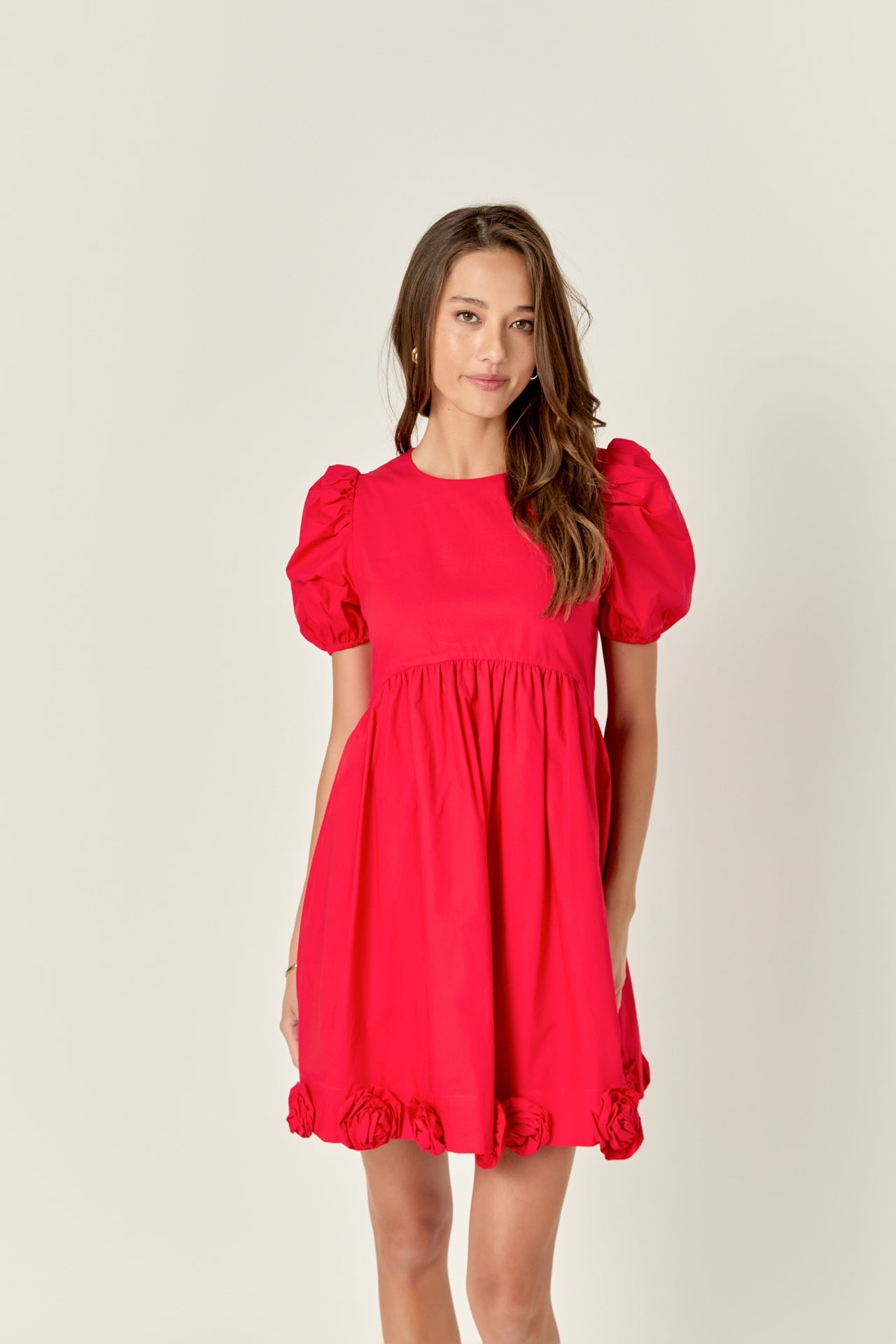 Poplin Corsage Mini Dress