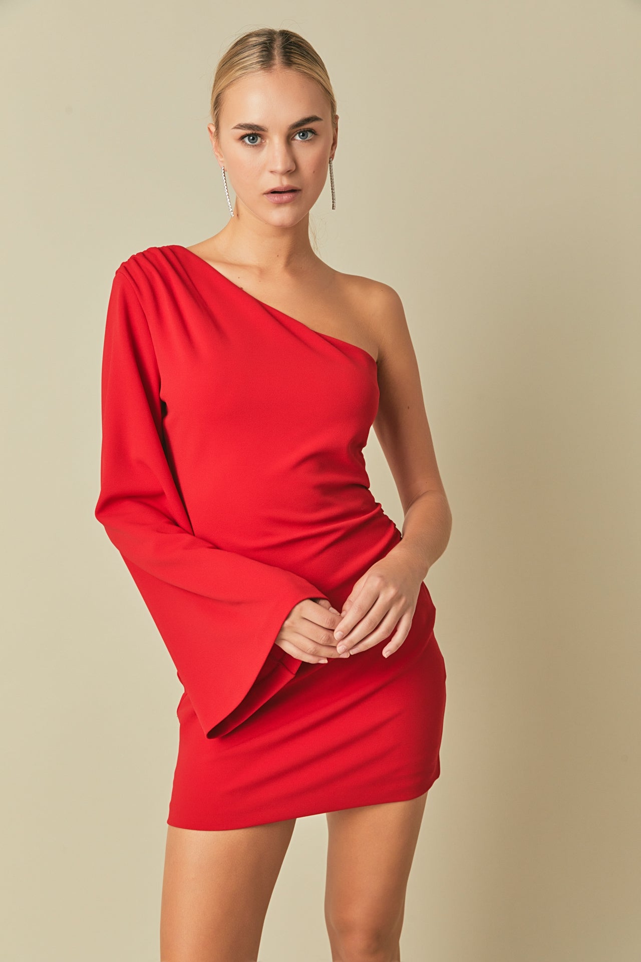 ENDLESS ROSE - Endless Rose - One Shoulder Draped Mini Dress - DRESSES available at Objectrare