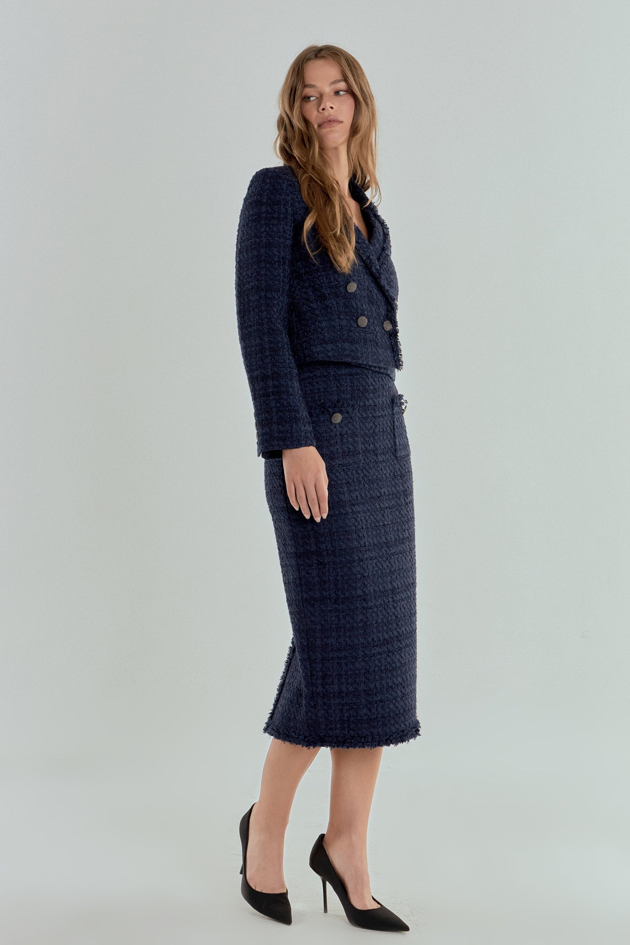 ENDLESS ROSE - Boucle Tweed Double Breast Jacket - JACKETS available at Objectrare