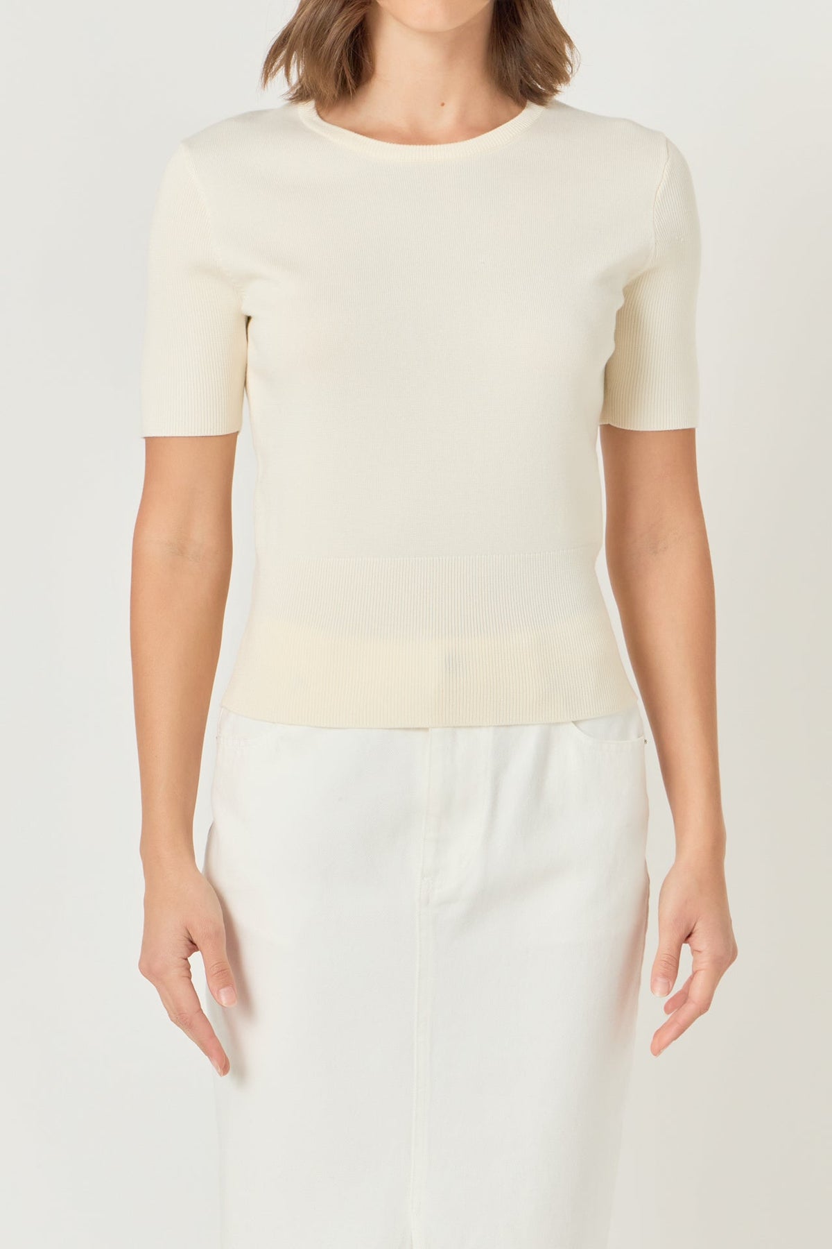ENDLESS ROSE - Jewel Trim Half Sleeve Top - SWEATERS & KNITS available at Objectrare