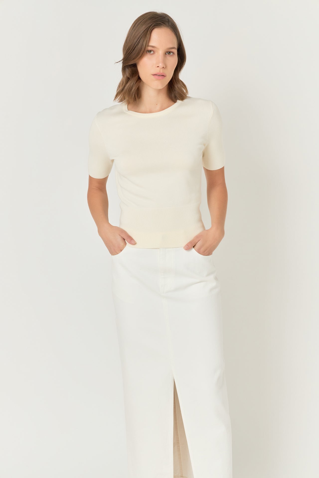 ENDLESS ROSE - Jewel Trim Half Sleeve Top - SWEATERS & KNITS available at Objectrare