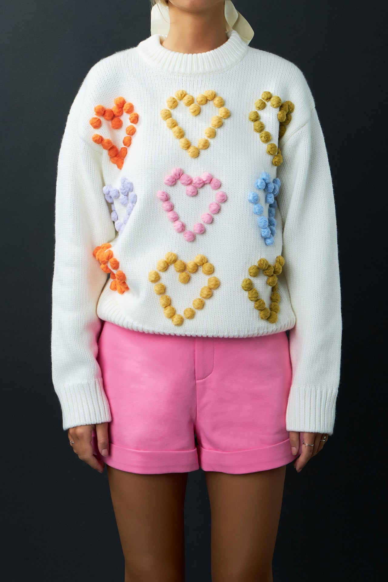 Pom heart clearance sweater