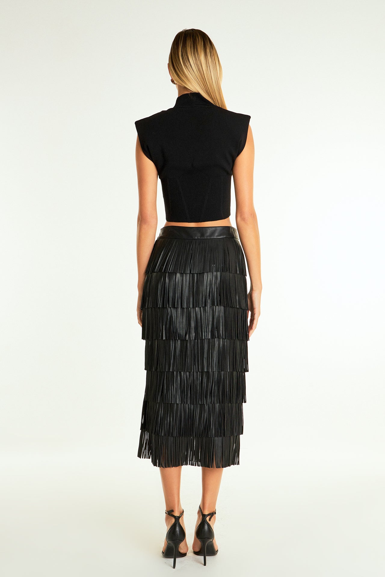 ENDLESS ROSE - Pu Fringe Maxi Skirt - SKIRTS available at Objectrare