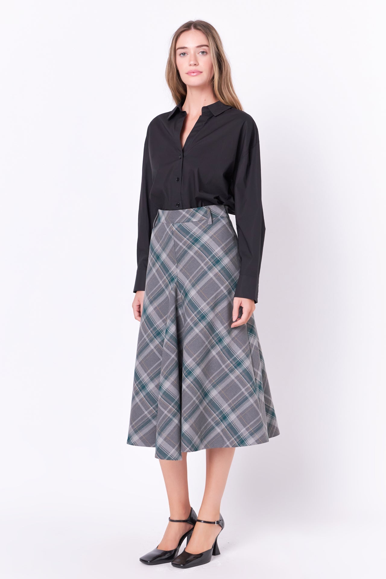 ENGLISH FACTORY - Plaid Midi A Line Skirt - SKIRTS available at Objectrare