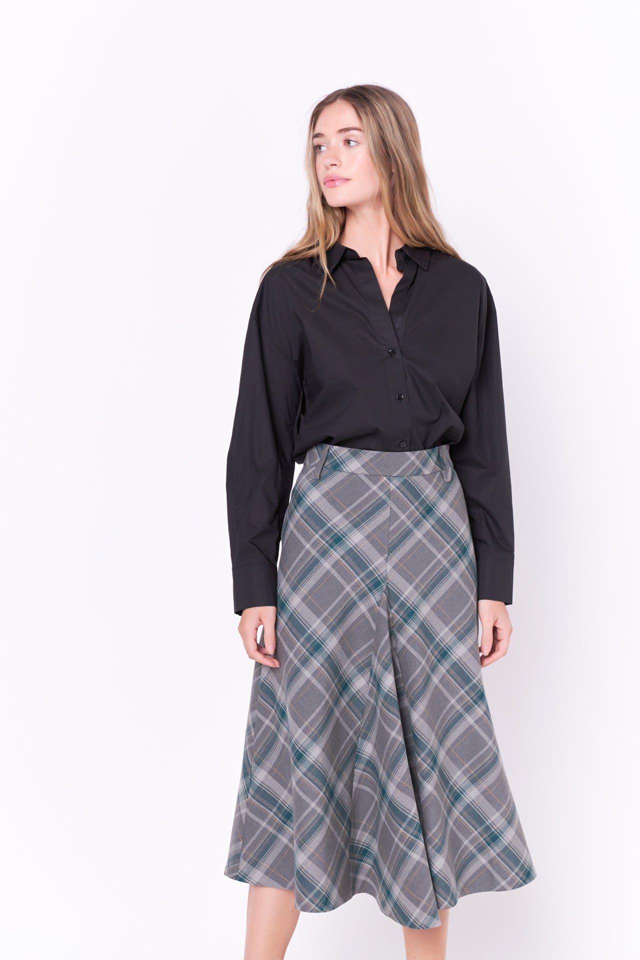ENGLISH FACTORY - Plaid Midi A Line Skirt - SKIRTS available at Objectrare