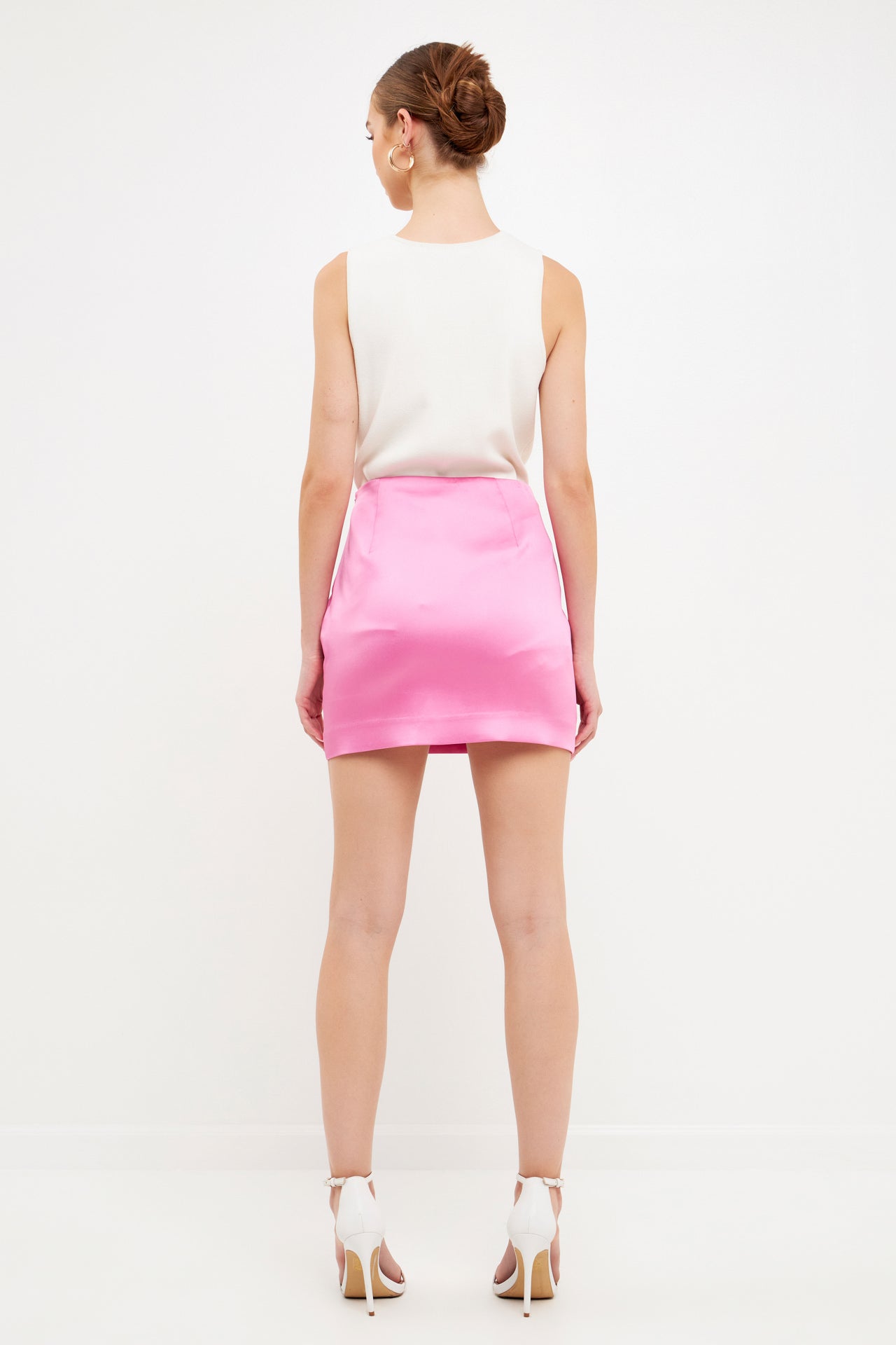 Solid Satin Fit Mini Skirt