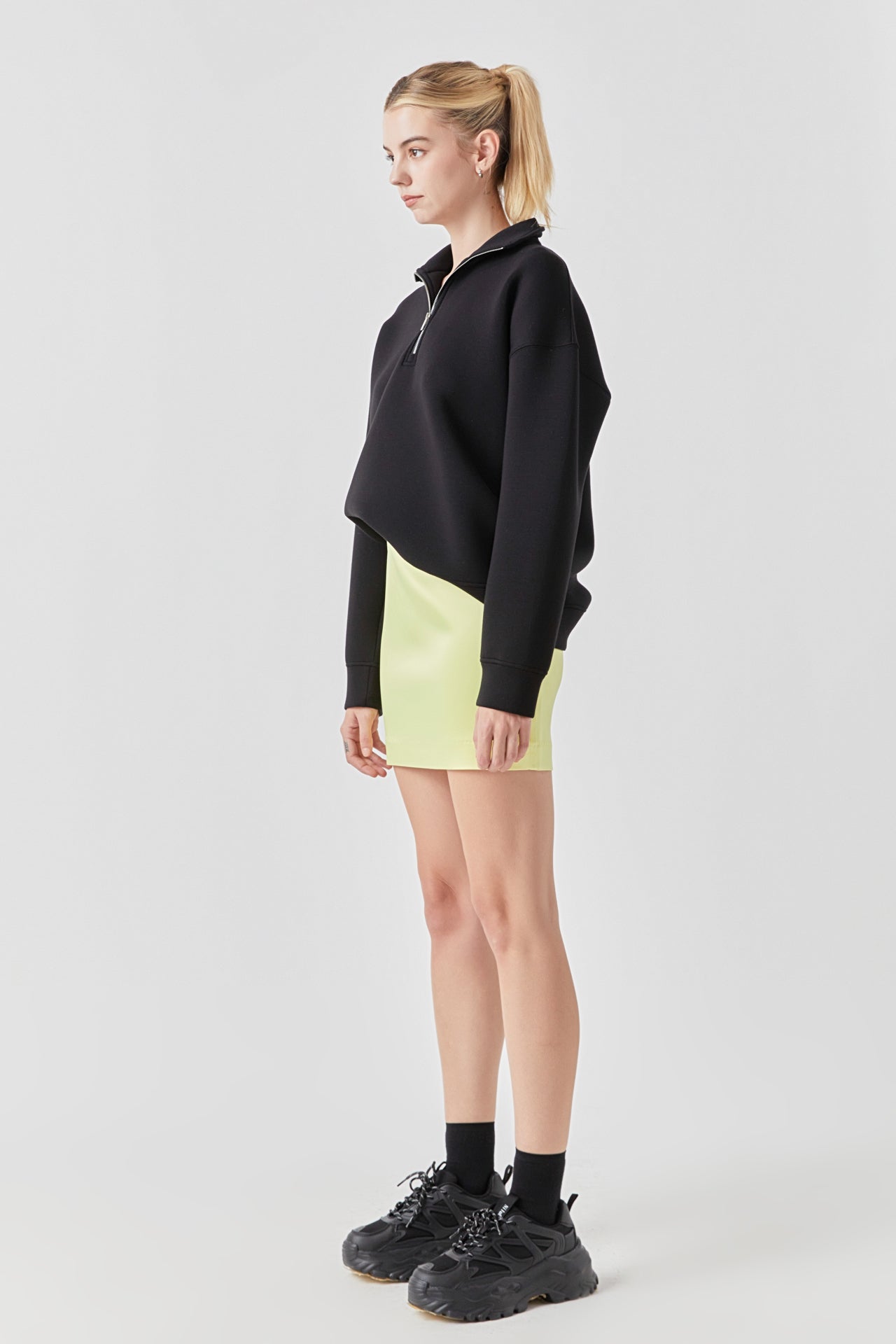 GREY LAB - Solid Satin Fit Mini Skirt - SKIRTS available at Objectrare