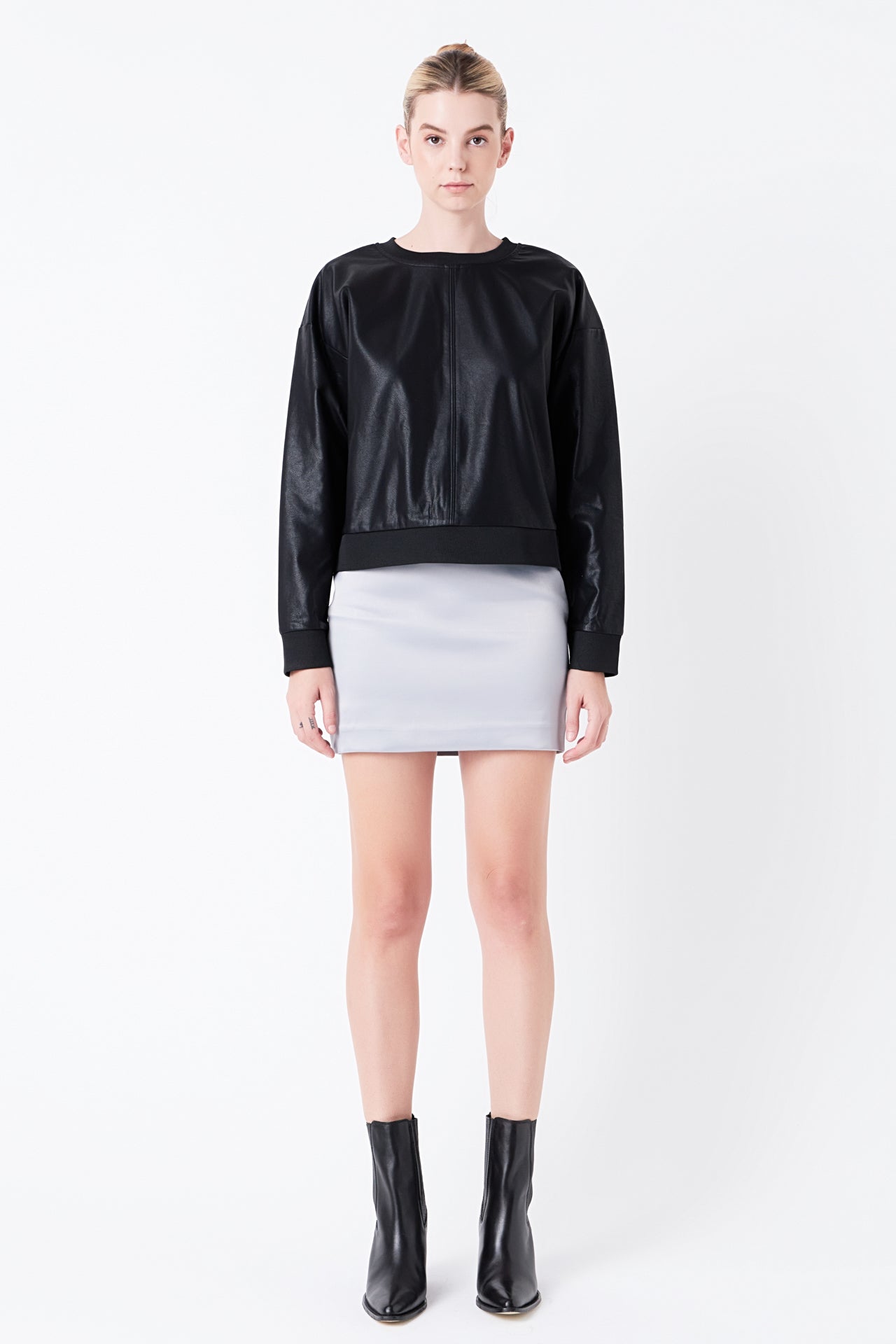 GREY LAB - Solid Satin Fit Mini Skirt - SKIRTS available at Objectrare