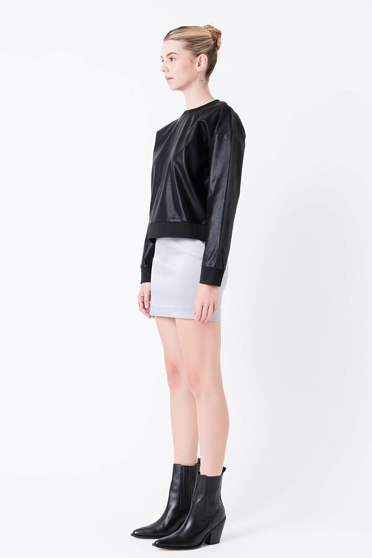 GREY LAB - Solid Satin Fit Mini Skirt - SKIRTS available at Objectrare