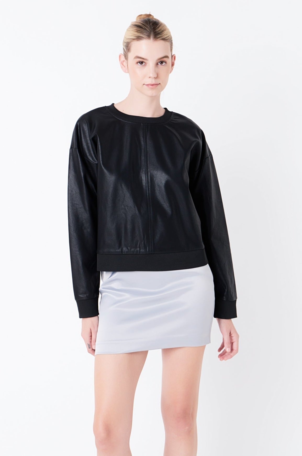 GREY LAB - Solid Satin Fit Mini Skirt - SKIRTS available at Objectrare