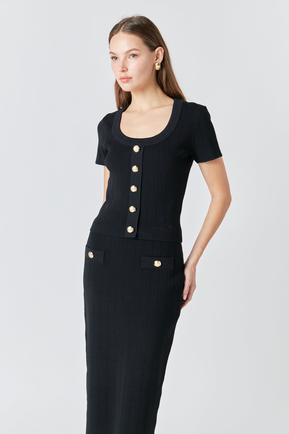 ENDLESS ROSE - Shank Button Knit Top - TOPS available at Objectrare