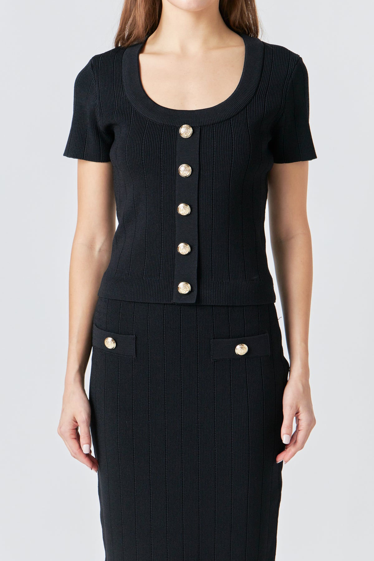 ENDLESS ROSE - Shank Button Knit Top - TOPS available at Objectrare