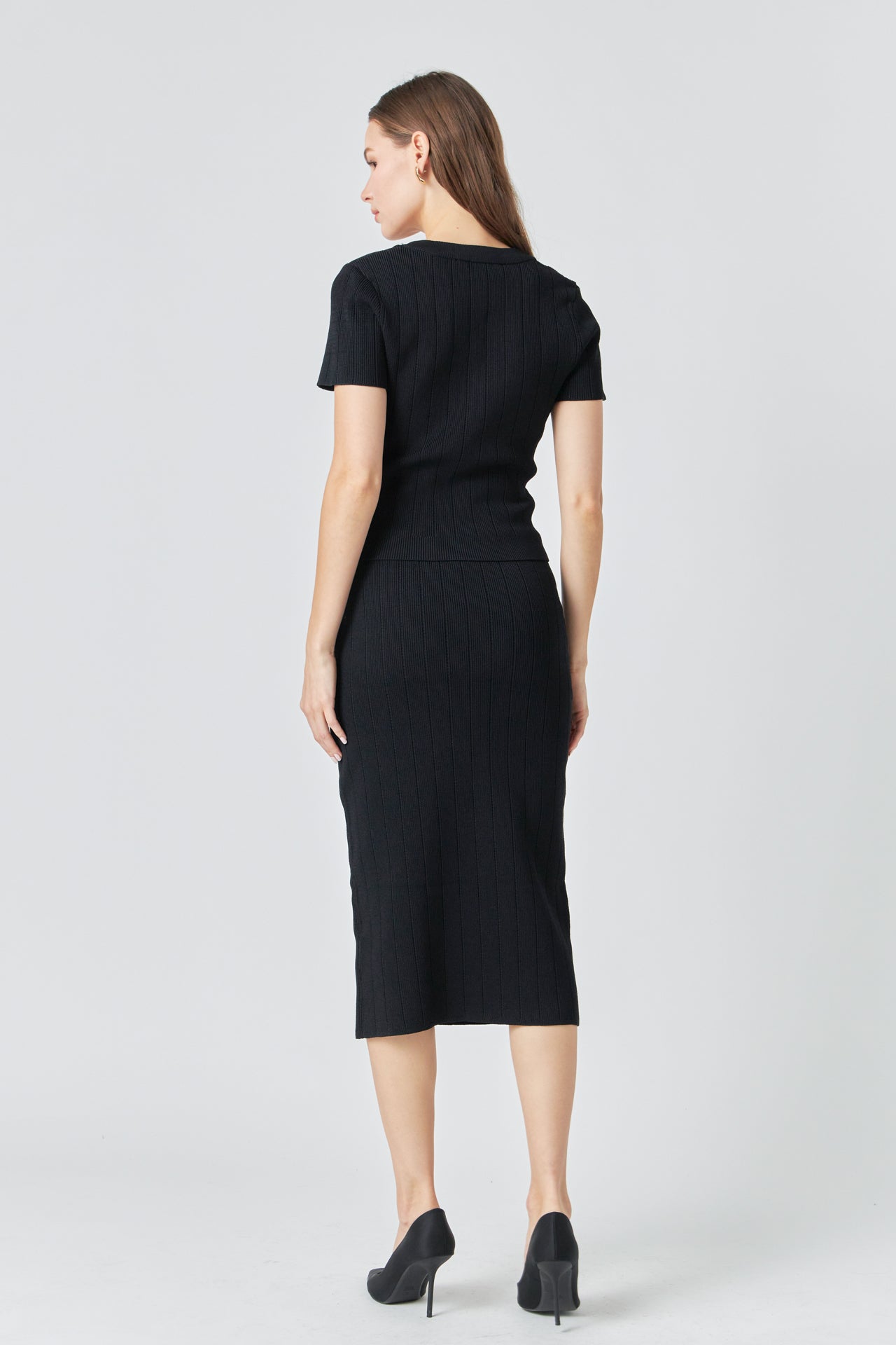 ENDLESS ROSE - Shank Button Midi Skirt - SKIRTS available at Objectrare