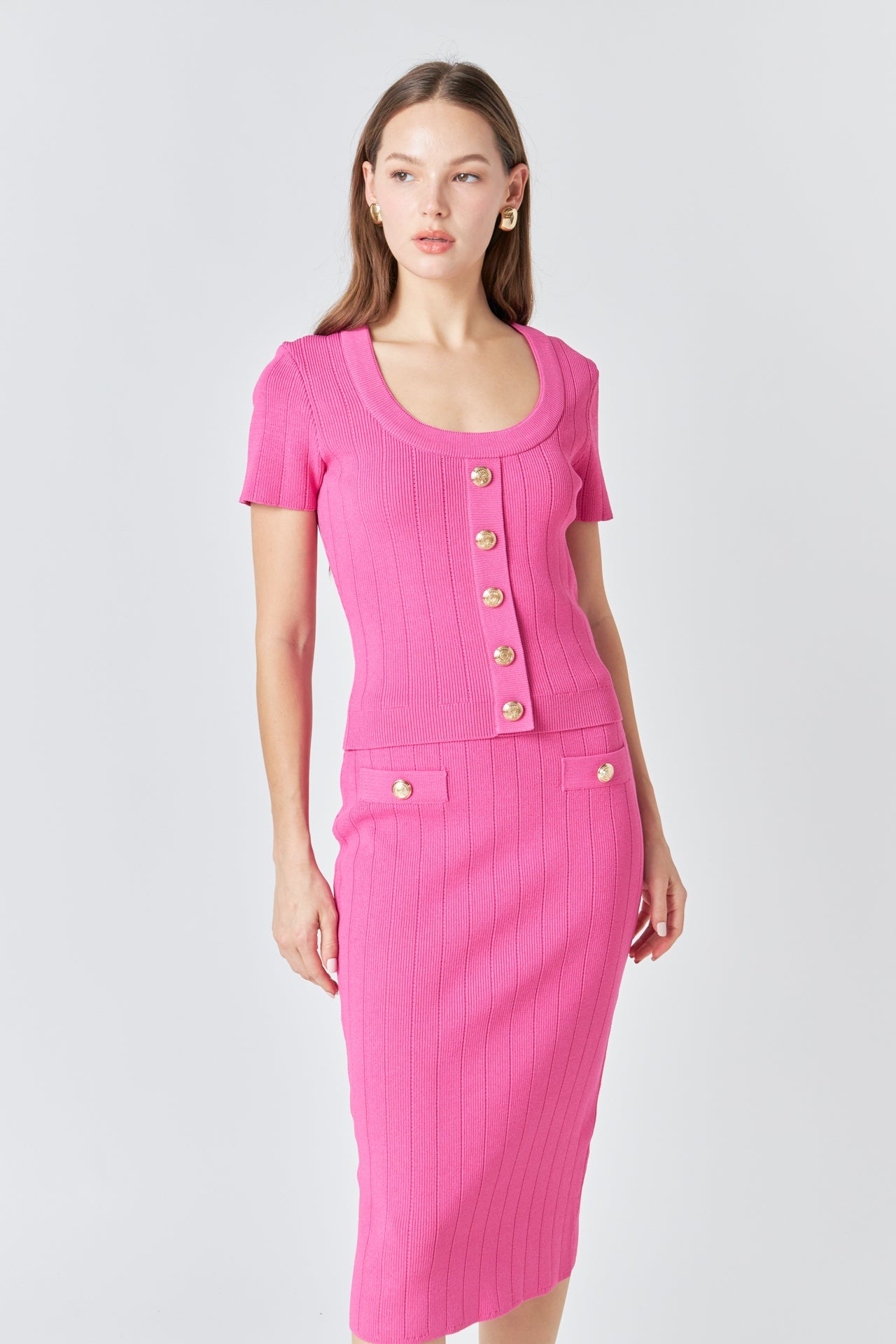 ENDLESS ROSE - Shank Button Midi Skirt - SKIRTS available at Objectrare