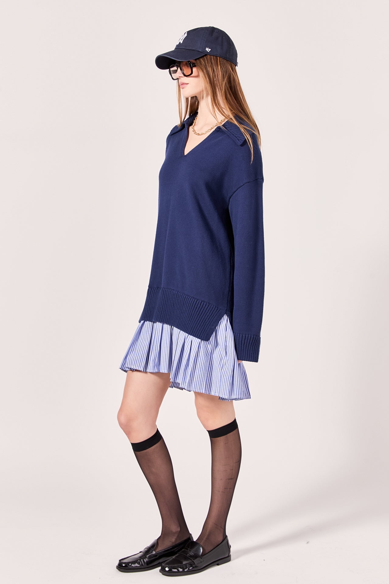 ENGLISH FACTORY - Mixed Media Pleated Mini Dress - DRESSES available at Objectrare
