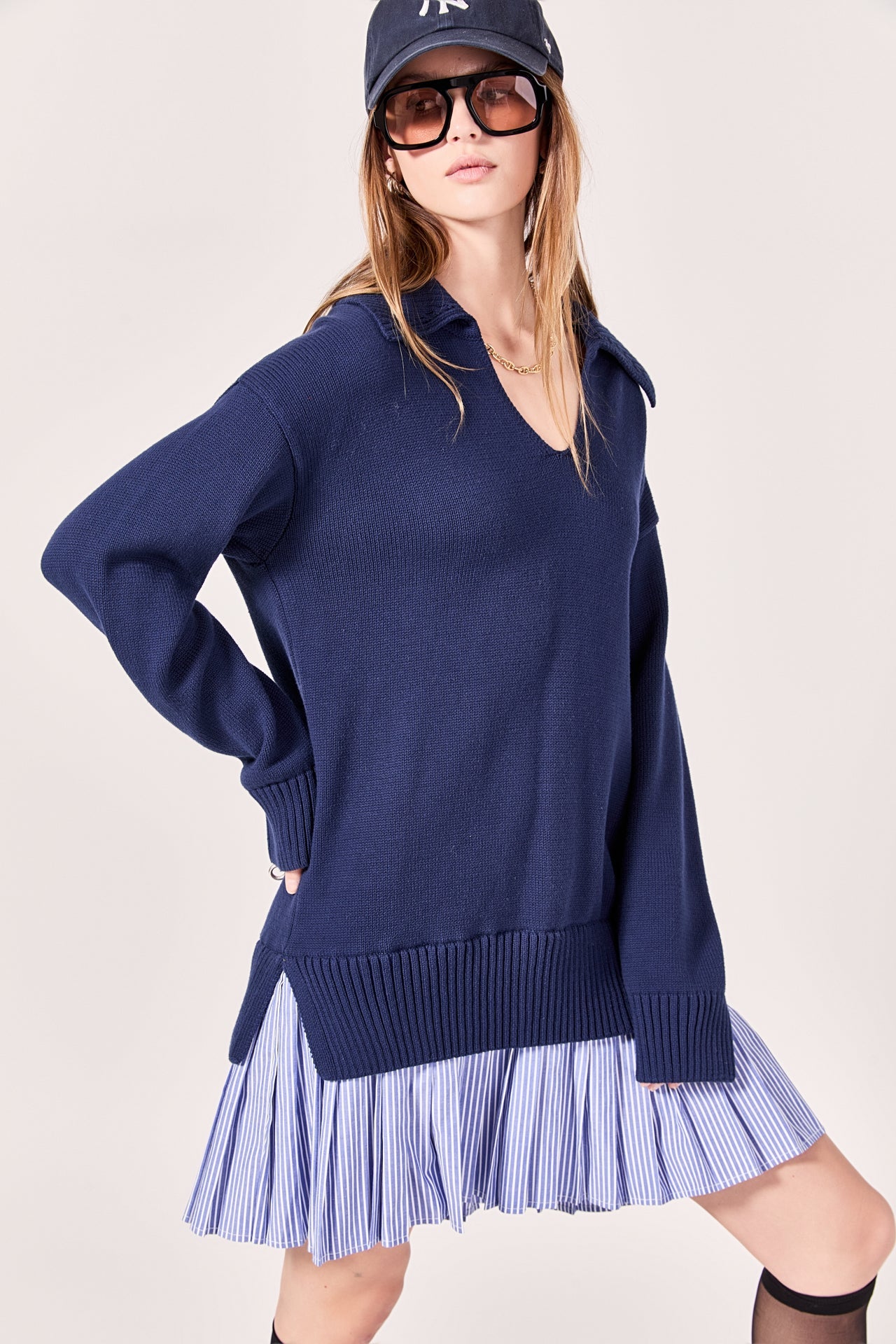 ENGLISH FACTORY - Mixed Media Pleated Mini Dress - DRESSES available at Objectrare