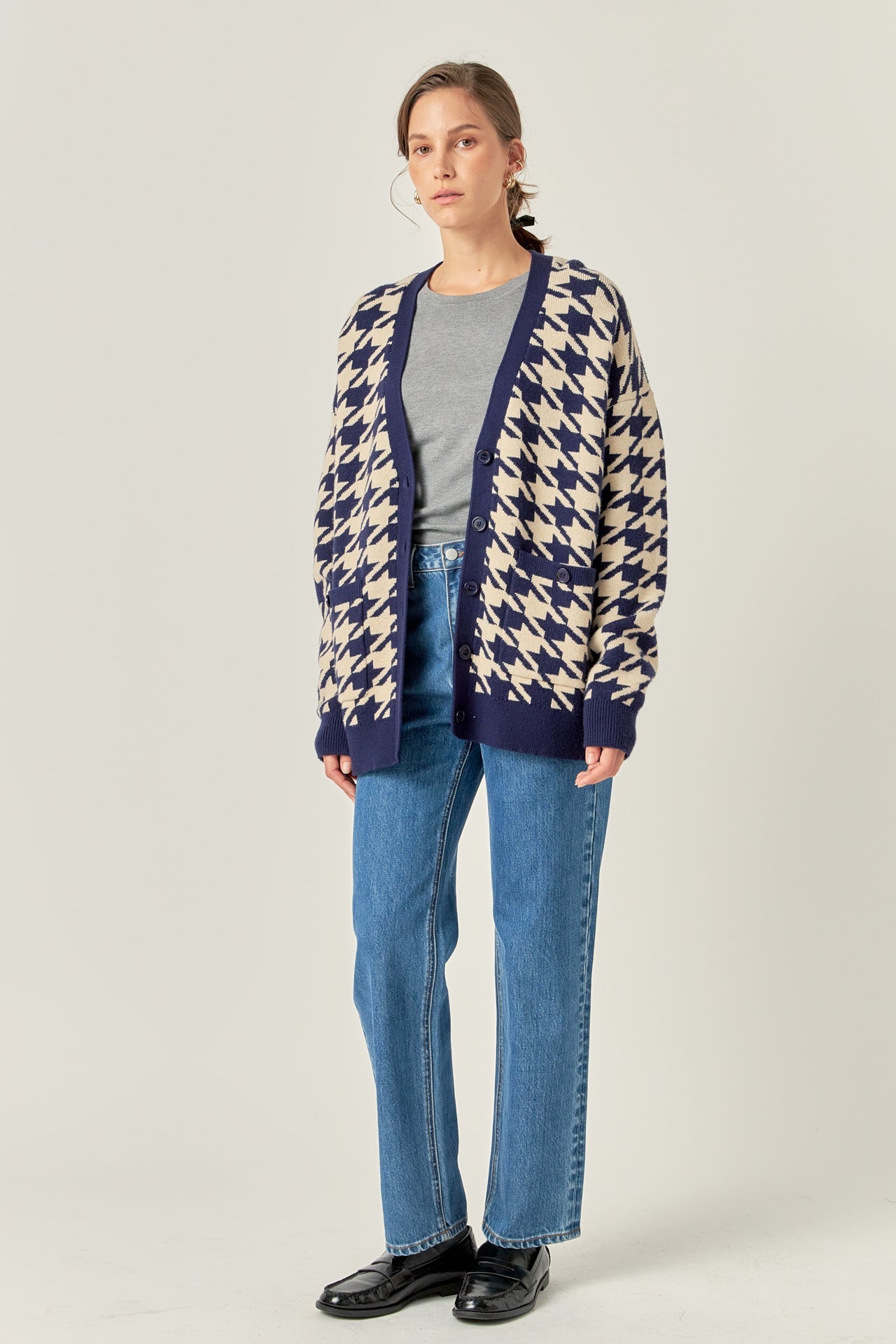 ENGLISH FACTORY - Knit Houndstooth Cardigan - SWEATERS & KNITS available at Objectrare