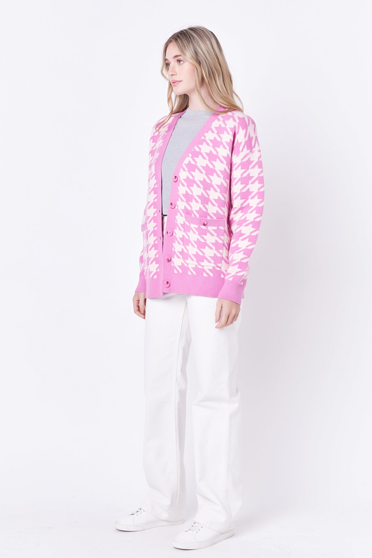 ENGLISH FACTORY - Knit Houndstooth Cardigan - SWEATERS & KNITS available at Objectrare