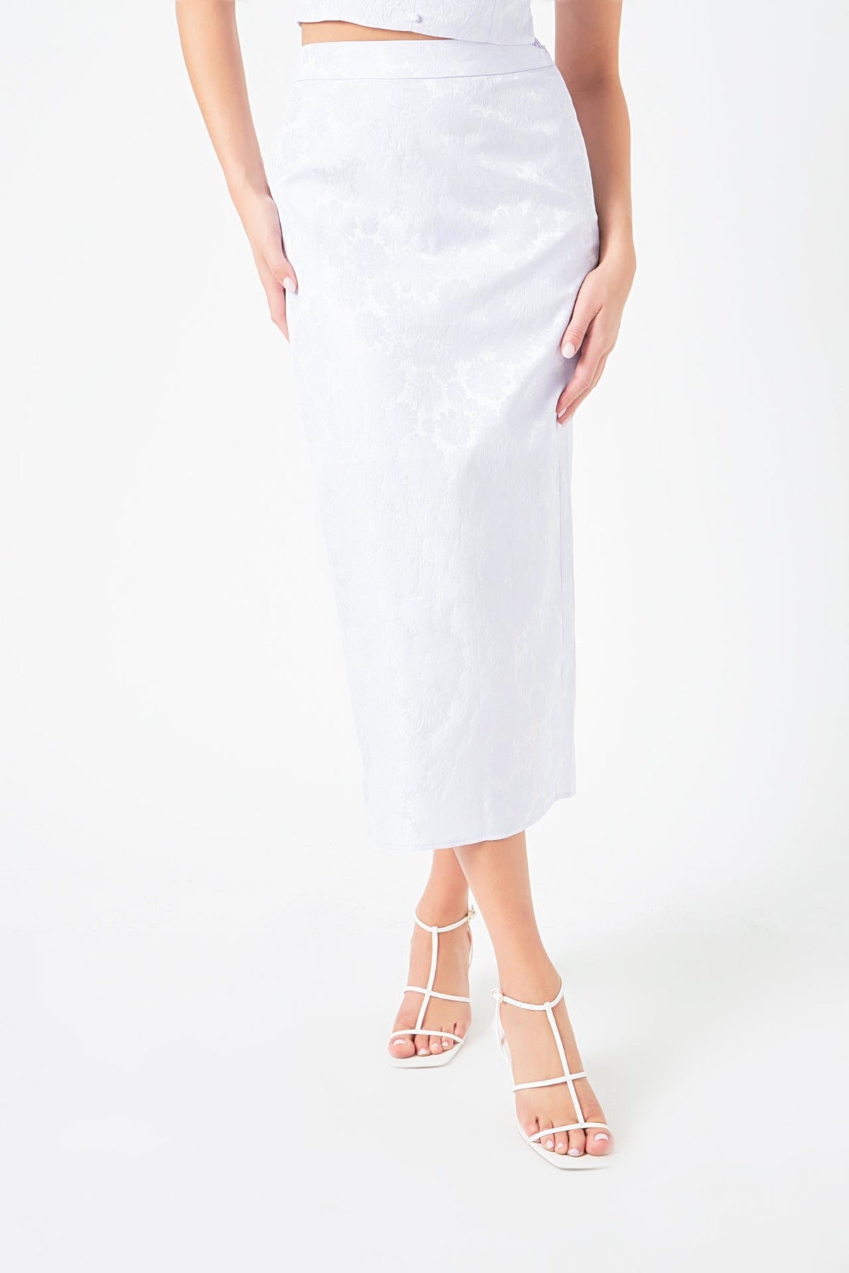 ENDLESS ROSE - Floral Jacquard Maxi Skirt - SKIRTS available at Objectrare