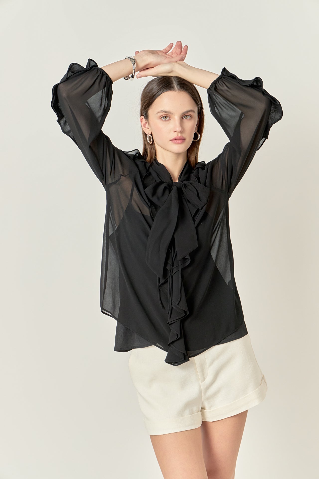 ENDLESS ROSE - Chiffon Peekaboo Top - TOPS available at Objectrare