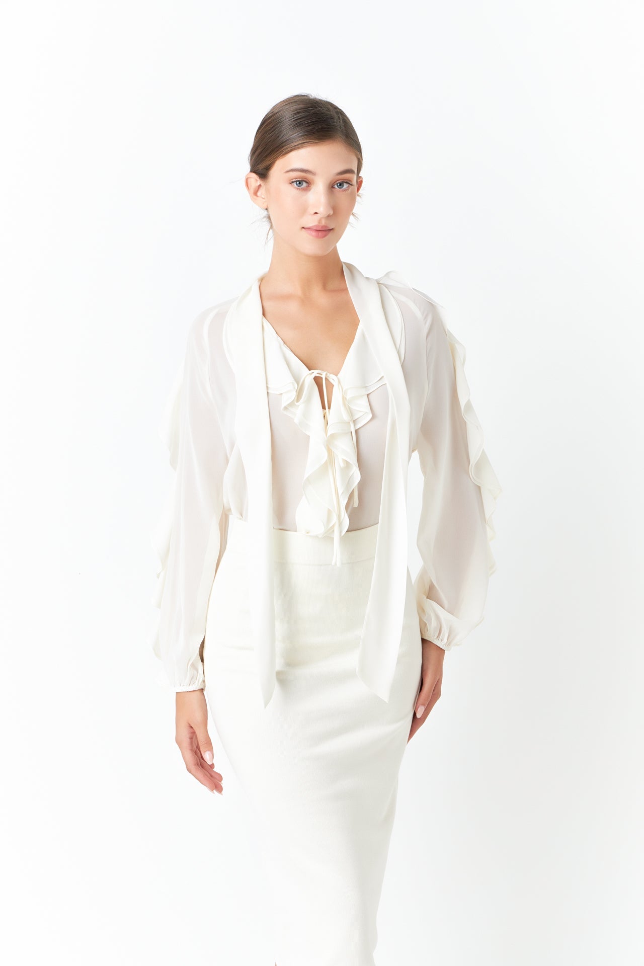 ENDLESS ROSE - Chiffon Peekaboo Top - TOPS available at Objectrare
