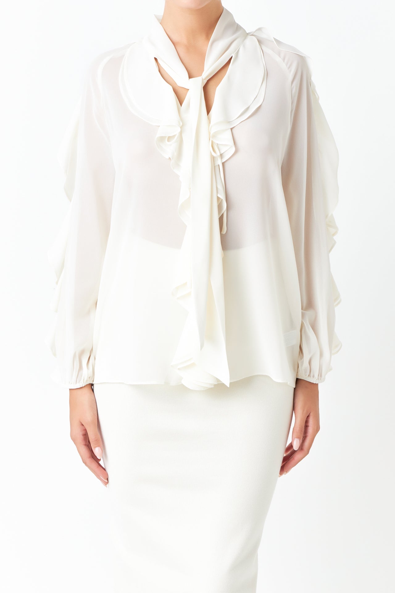 ENDLESS ROSE - Chiffon Peekaboo Top - TOPS available at Objectrare