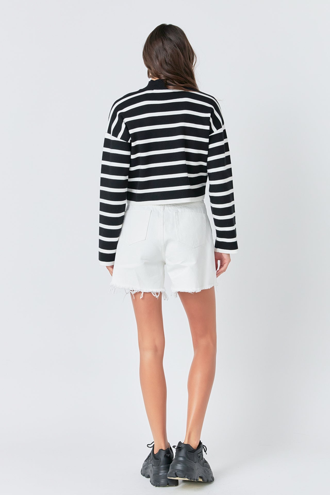 GREY LAB - Striped Cropped Sweater - SWEATERS & KNITS available at Objectrare
