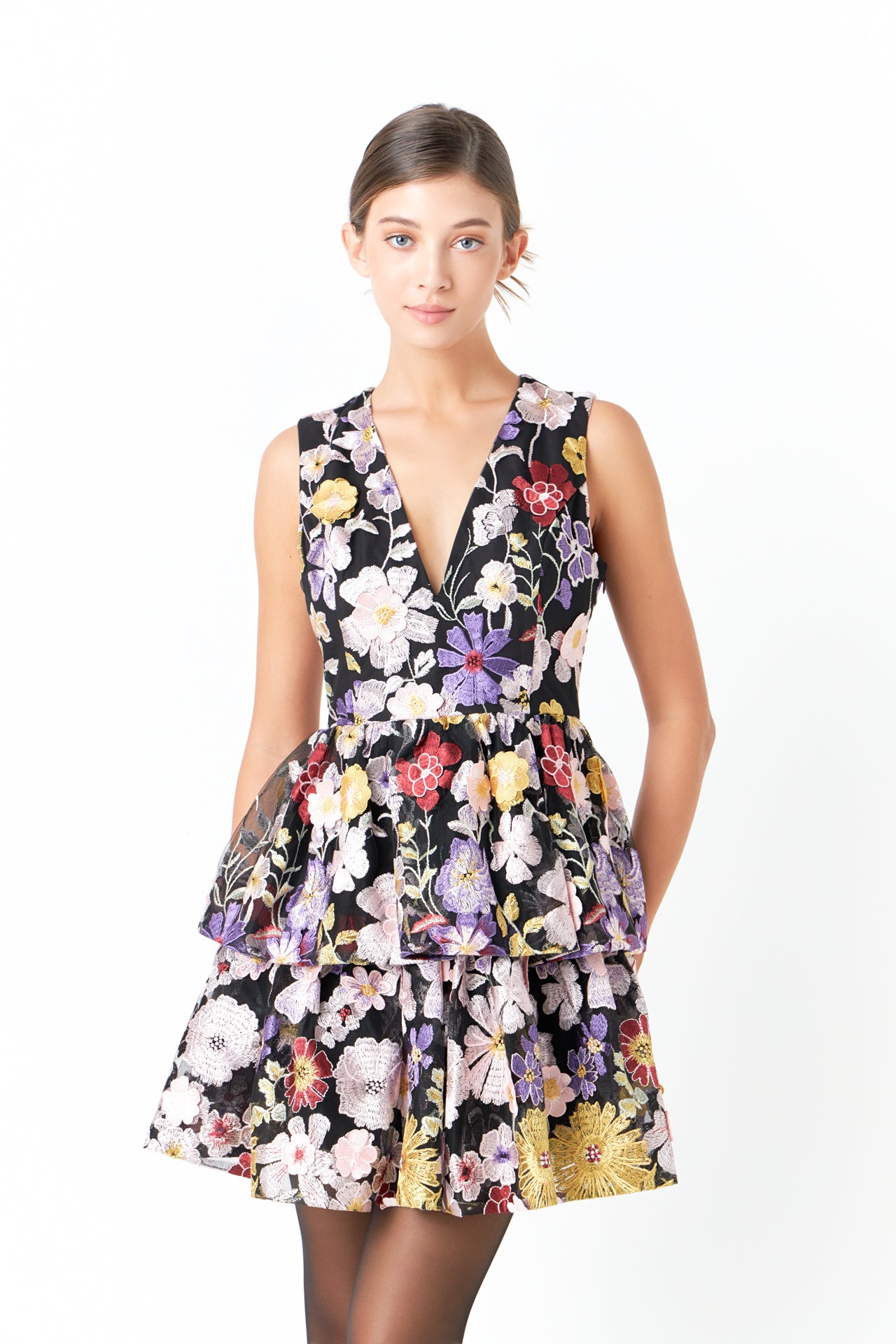 ENDLESS ROSE - Embroidered Sleeveless Mini Dress - DRESSES available at Objectrare