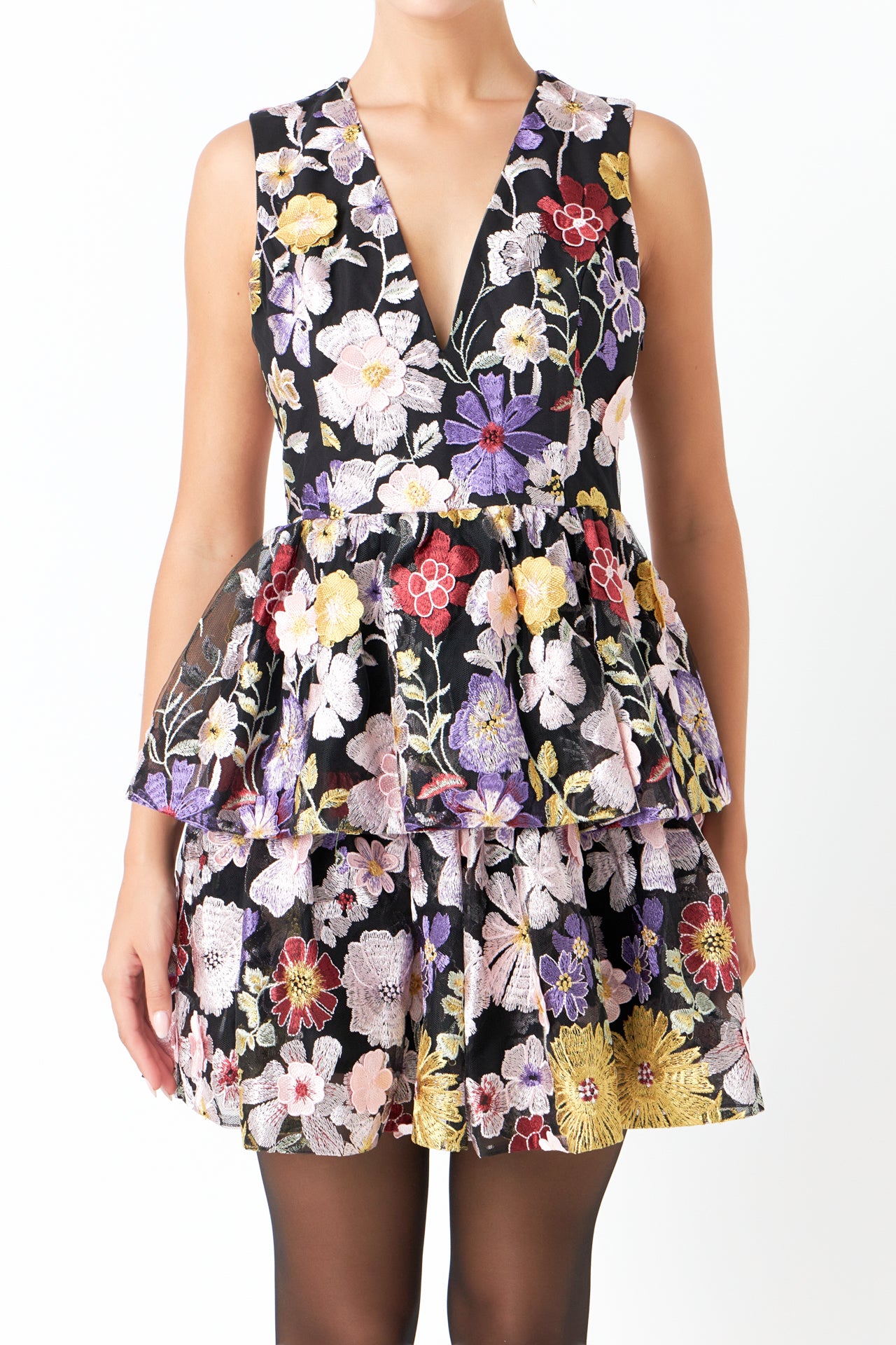 ENDLESS ROSE - Embroidered Sleeveless Mini Dress - DRESSES available at Objectrare