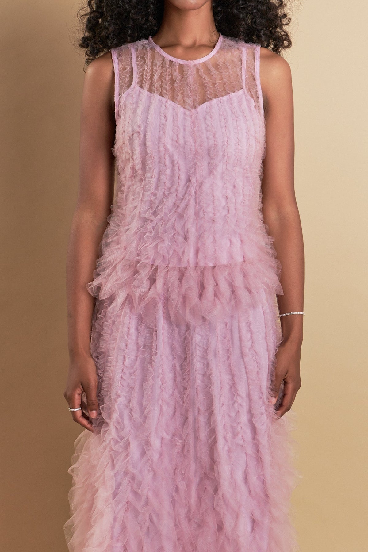 ENDLESS ROSE - Tulle Ruffled Sleeveless Top - TOPS available at Objectrare