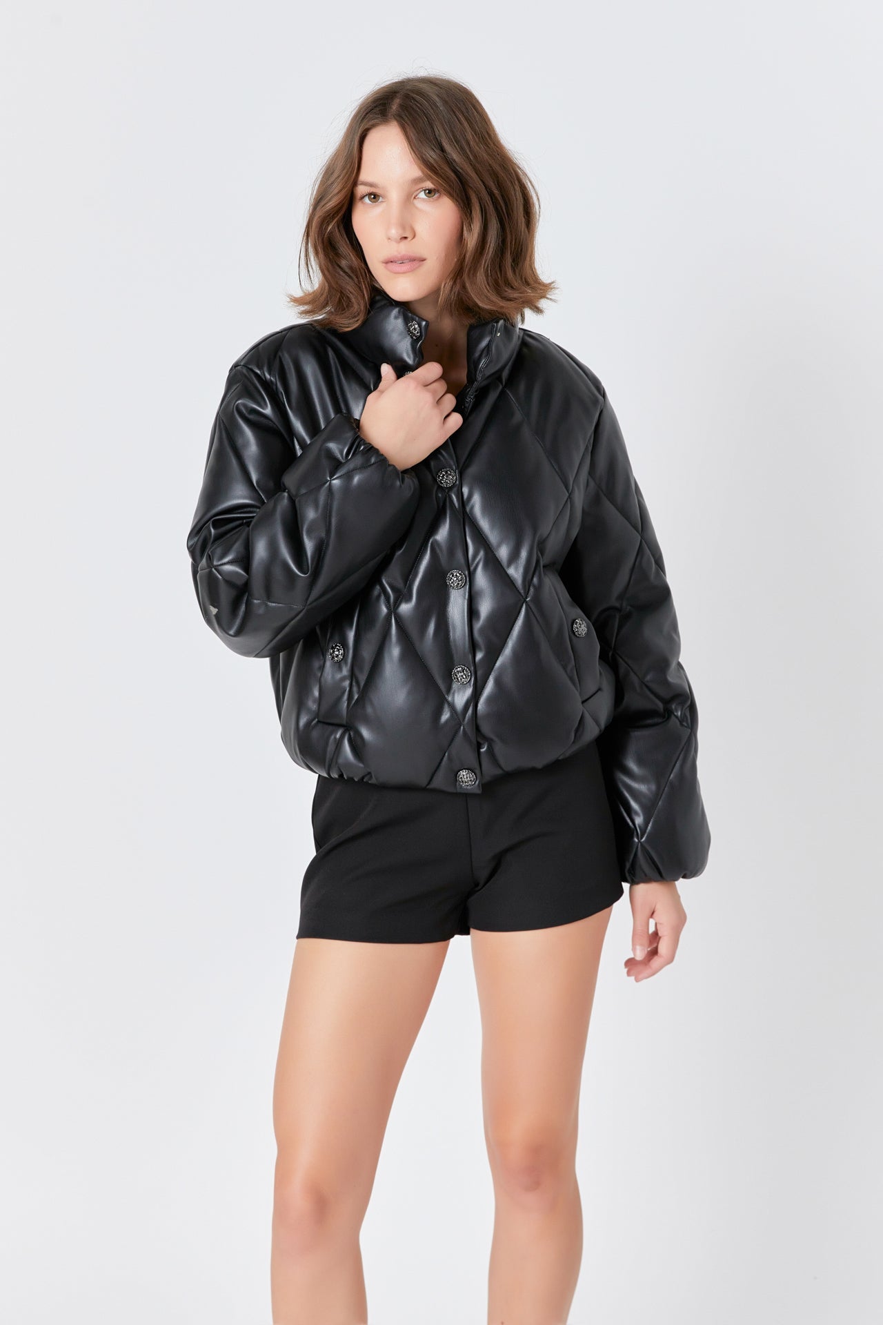 ENDLESS ROSE - Quilted Pu Bomber - JACKETS available at Objectrare