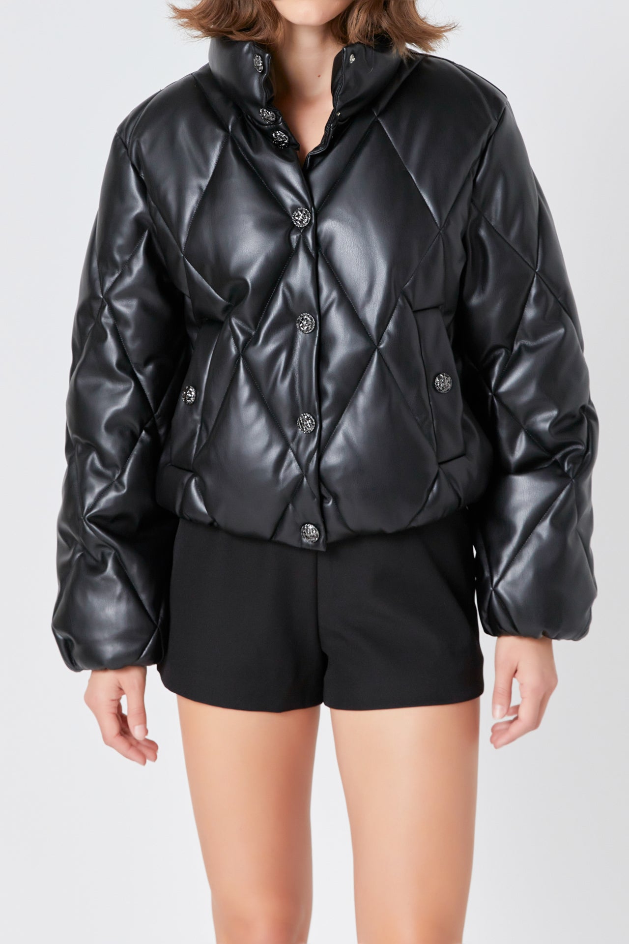 ENDLESS ROSE - Quilted Pu Bomber - JACKETS available at Objectrare