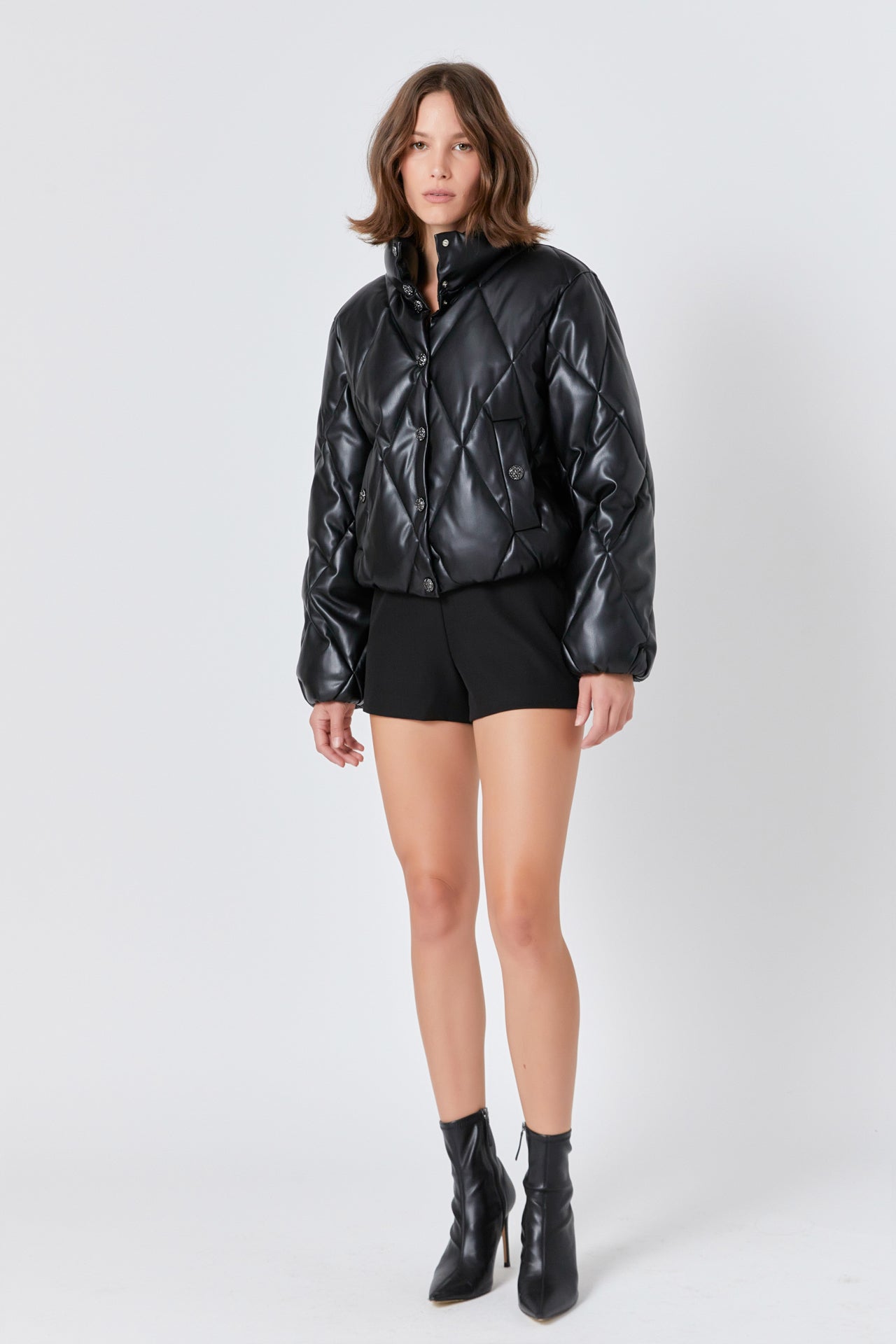 ENDLESS ROSE - Quilted Pu Bomber - JACKETS available at Objectrare