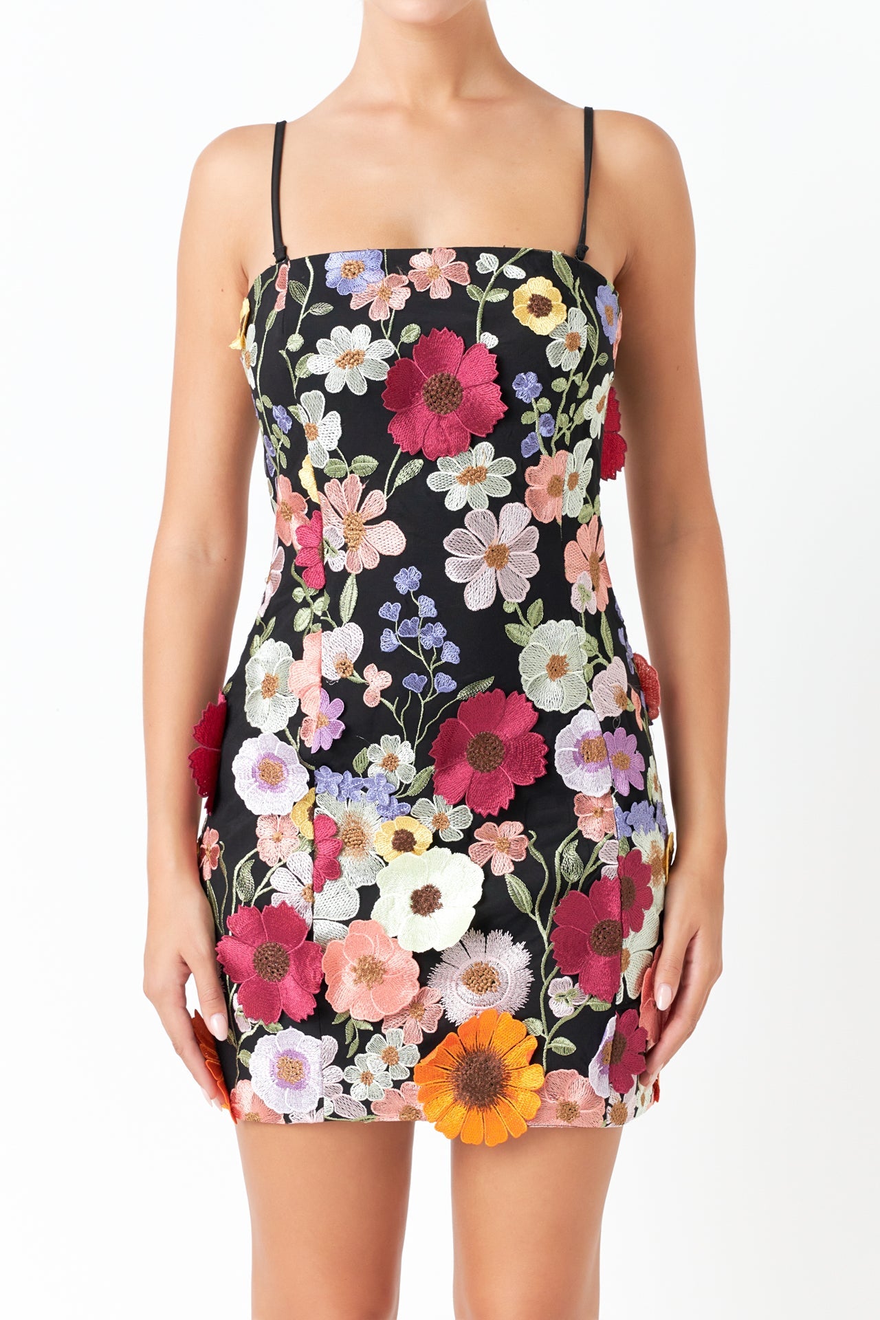 ENDLESS ROSE - Applique Floral Embroidered Mini Dress - DRESSES available at Objectrare