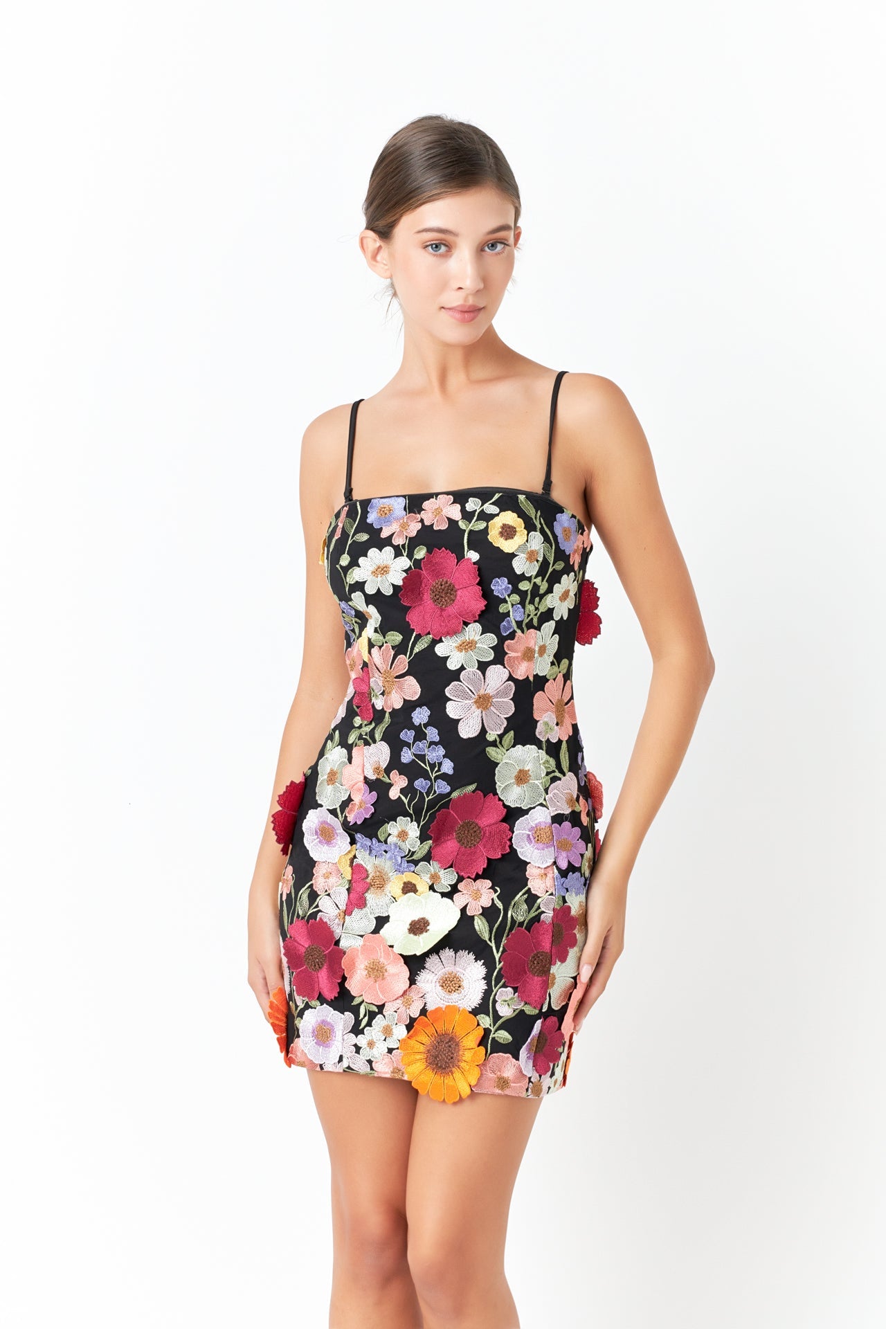ENDLESS ROSE - Applique Floral Embroidered Mini Dress - DRESSES available at Objectrare